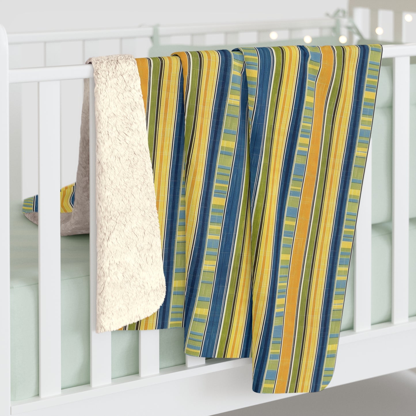 Summer Stripes Delight Sherpa Fleece Blanket - Stripe Up Cool Summer Nights with Cozy Elegance! Available in 2 sizes.