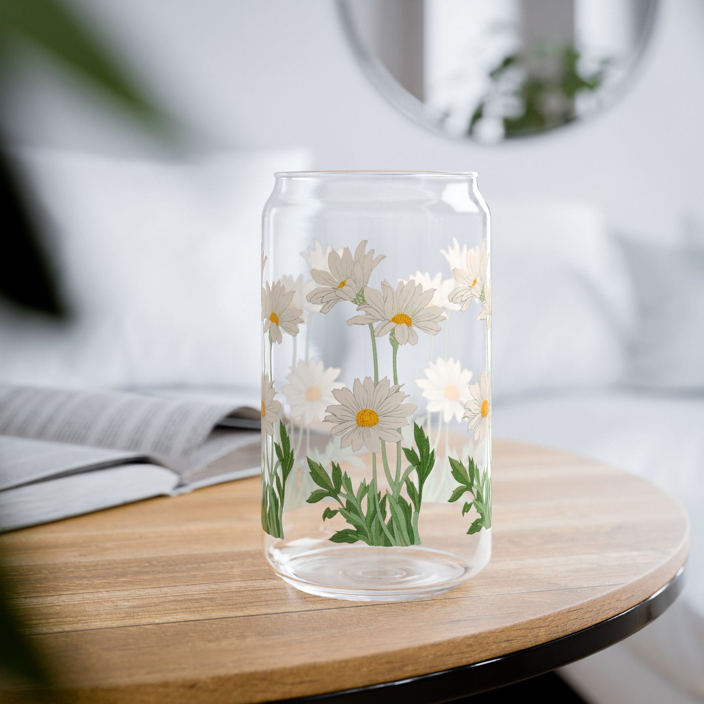 Vintage Daisy Delight Sipper Glass Tumbler - 16 oz - Sip in Springtime Charm, All Year Round! From our Vintage Spring Flowers Collection.