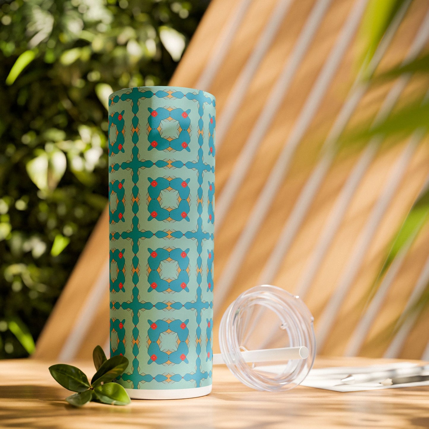 Southwestern Quilt Charm Skinny Tumbler with Straw - 20 oz. Insulated Stainless Steel - Sip in Style with Southwestern Charm!