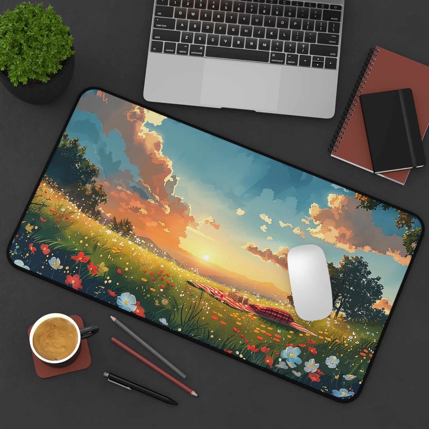 Meadow Picnic Desk Mat (Desk Pad) - Design Your Desk with Daisies - Work Where the Grass is Greener! Available in 3 sizes!