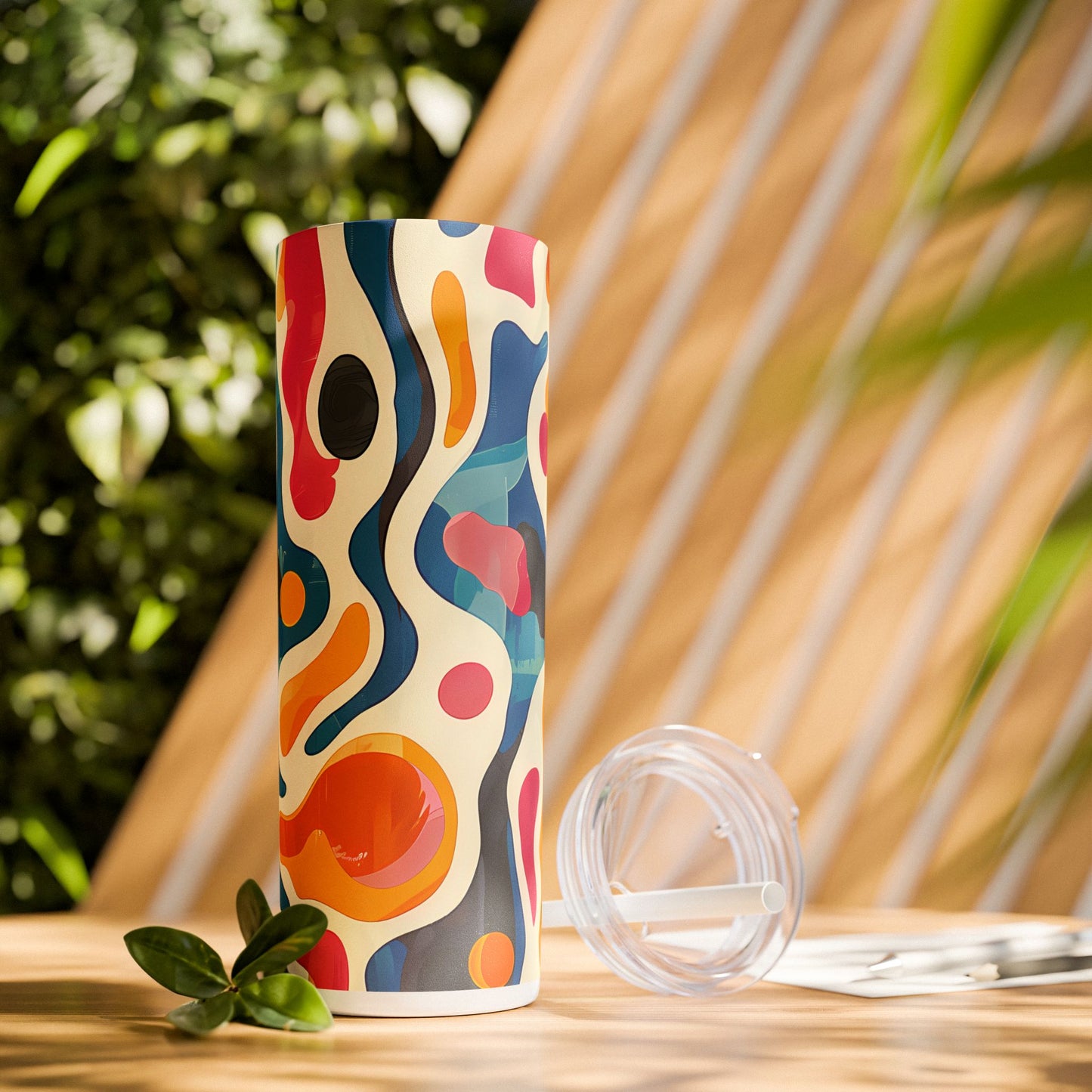 Oceanic Color Splash Skinny Tumbler with Straw - 20 oz. Insulated Stainless Steel - Splash into style with every sip!