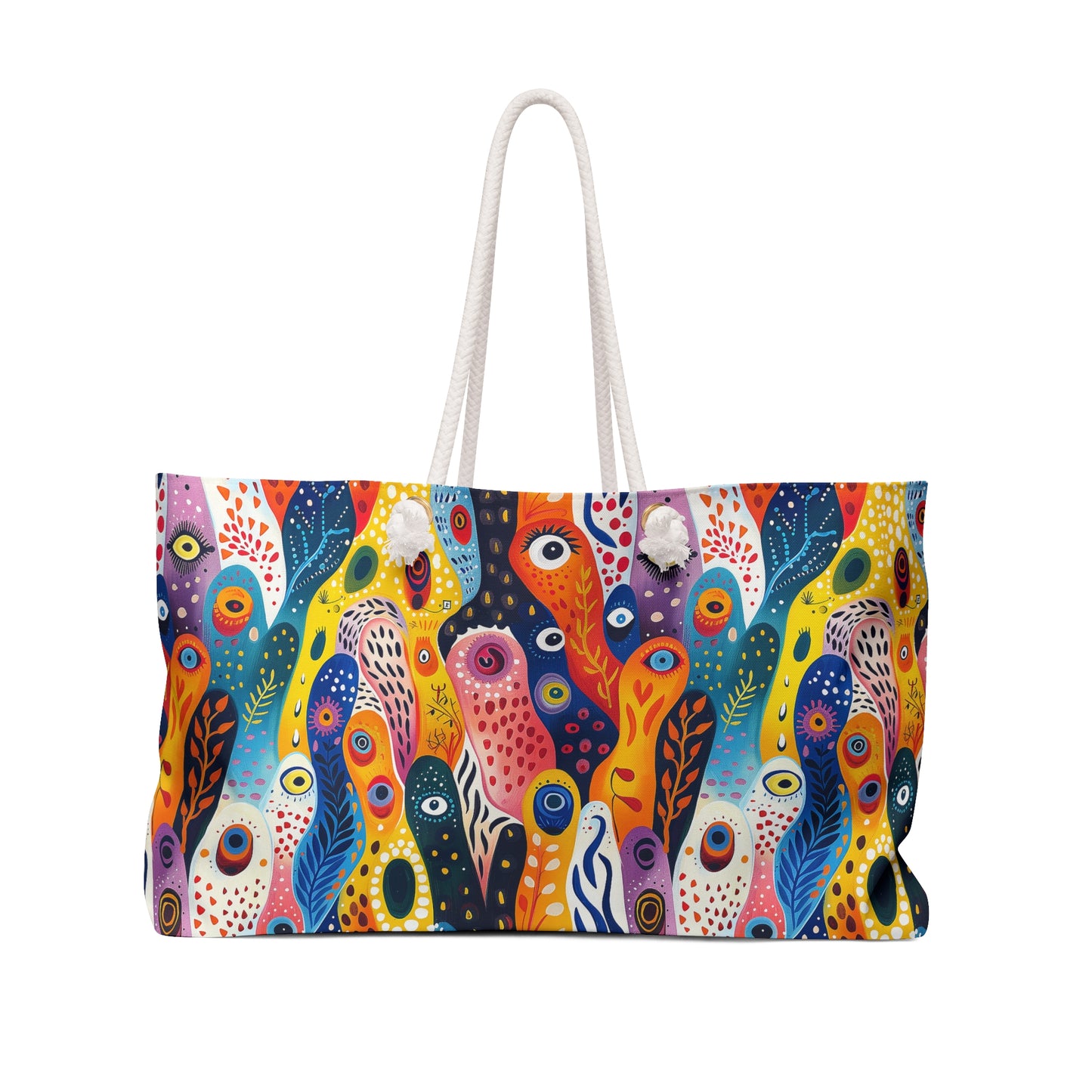 Whimsical Wavy Wonders Weekender Bag - Step into Surreal Style - Where Every Wave is a Playful Pop of Color!