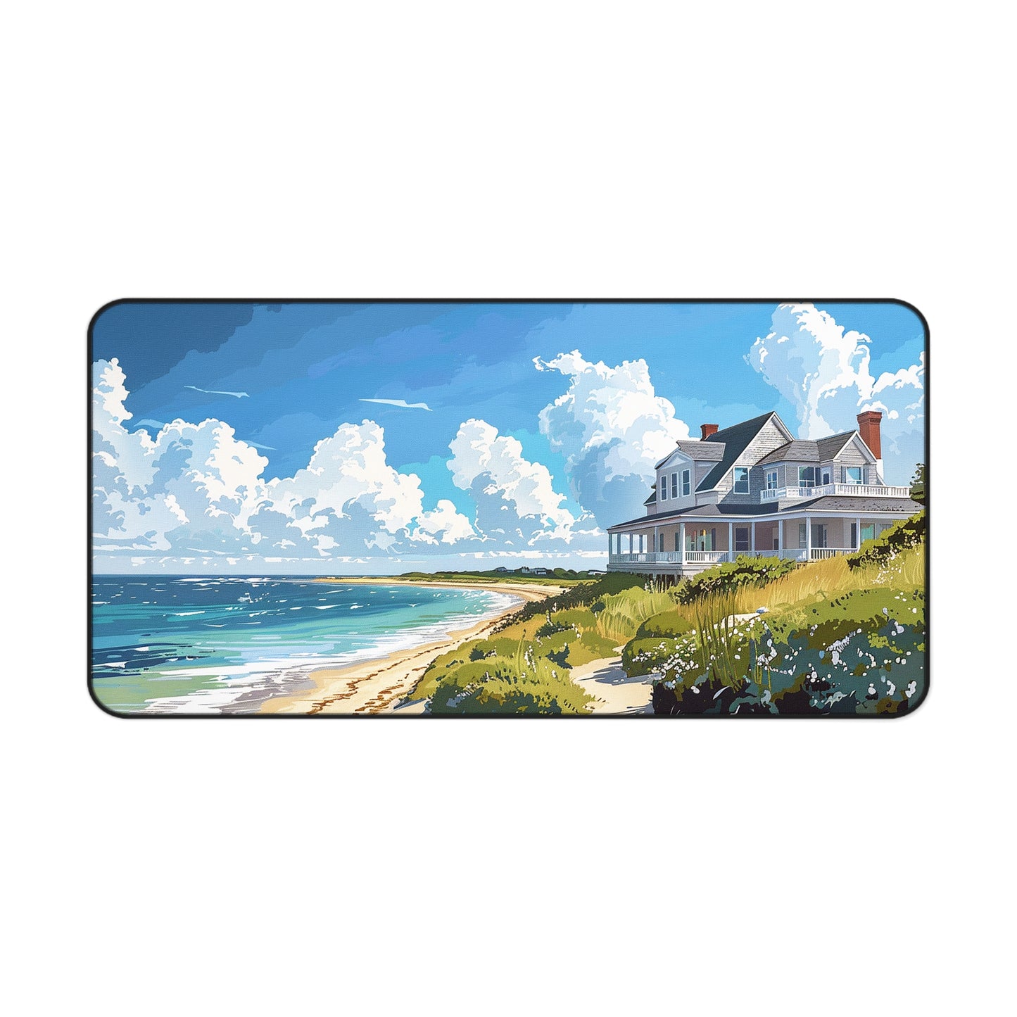 Nantucket Beach House Desk Mat (Desk Pad) - Transform Your Desk with Coastal Bliss! Available in 3 sizes.