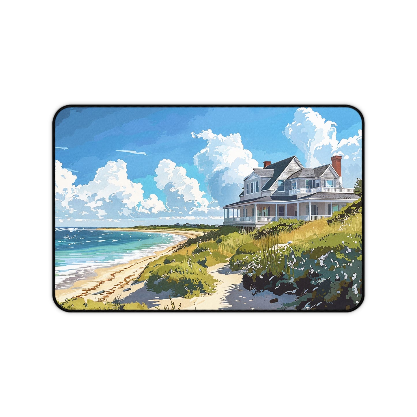 Nantucket Beach House Desk Mat (Desk Pad) - Transform Your Desk with Coastal Bliss! Available in 3 sizes.