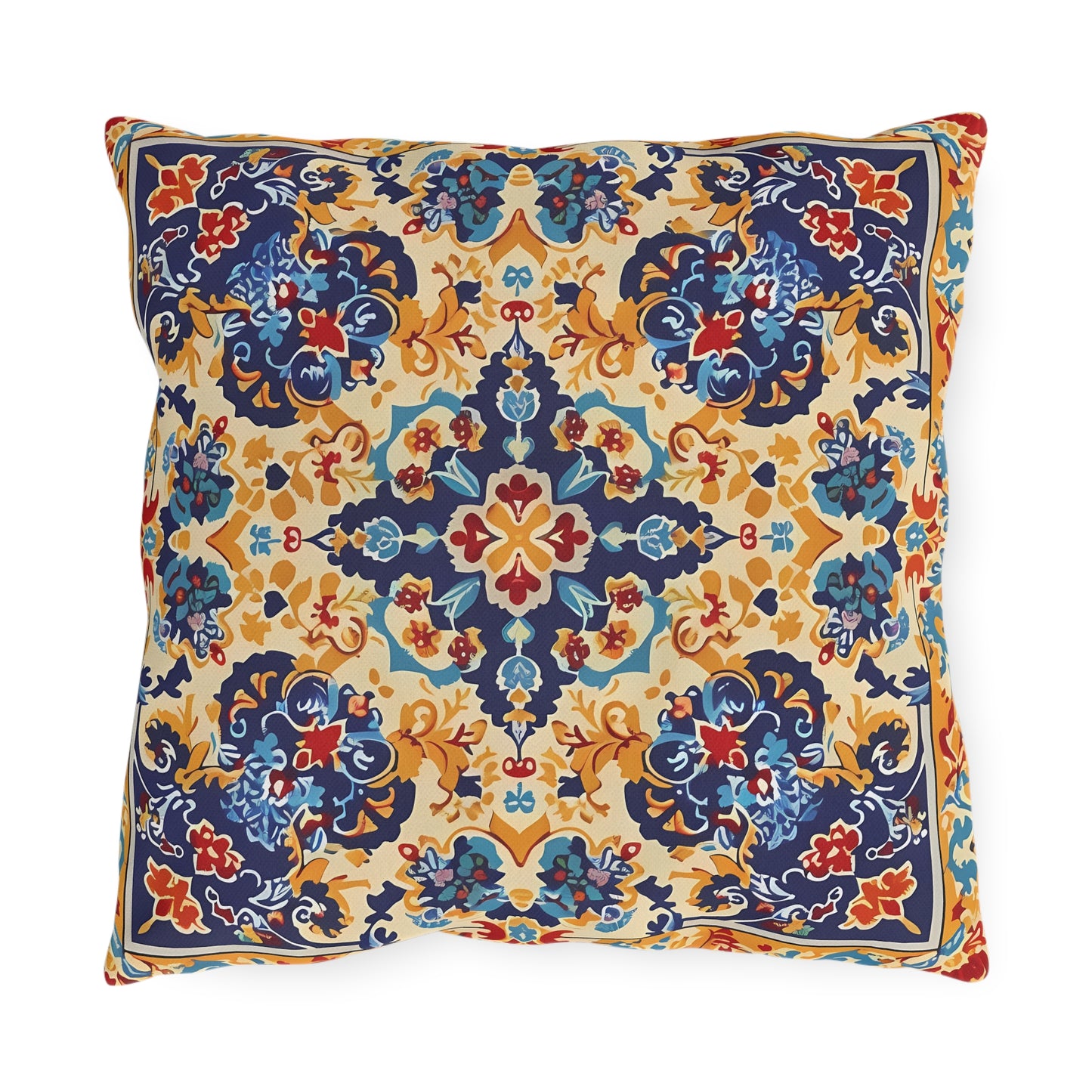 Moorish Elegance Square Outdoor Pillow - Spun Polyester - Double-Sided Print - UV-Resistant - Water-Resistant - Available in 3 sizes.