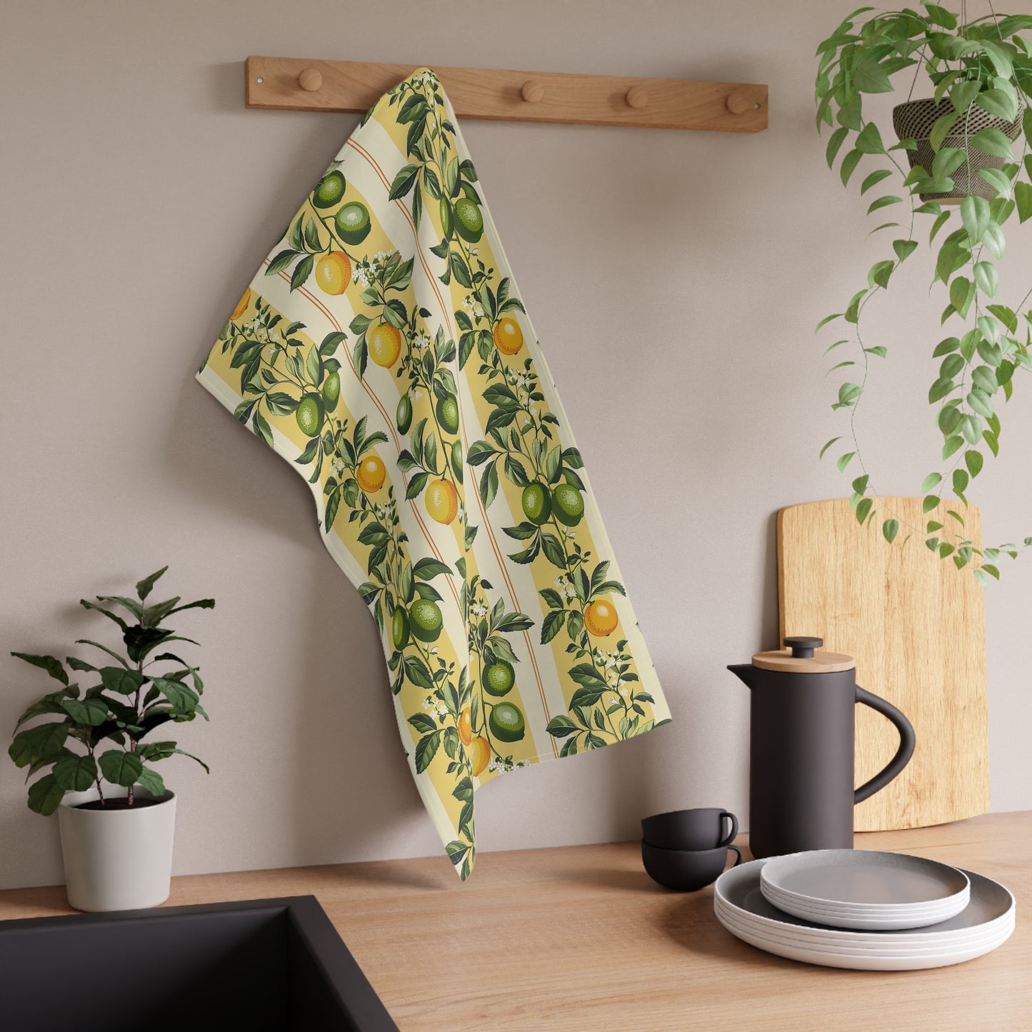 Lemony Lime Kitchen Towel - Cotton Twill - 18" x 30" - Squeeze the Day with Vibrant Citrus Elegance!