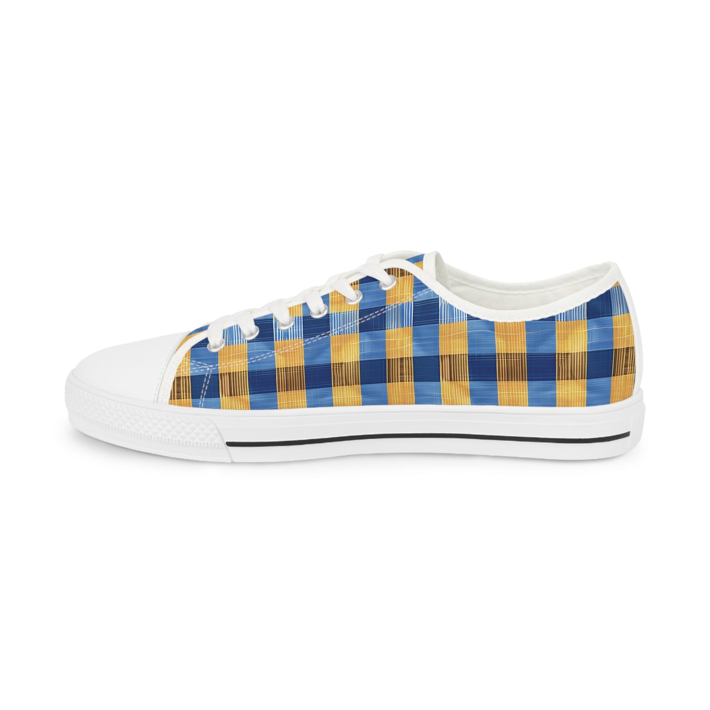 Modern Gingham Men's Low Top Sneakers - Classic Gingham, Reinvented – Step Into Modern Sophistication!
