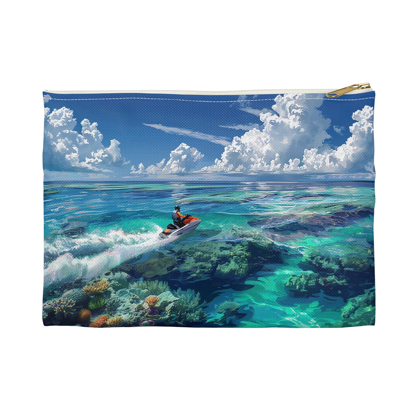 Jet Ski Tropical Paradise Accessory Pouch - Ride the Waves of Tropical Adventure! Available in 2 sizes.