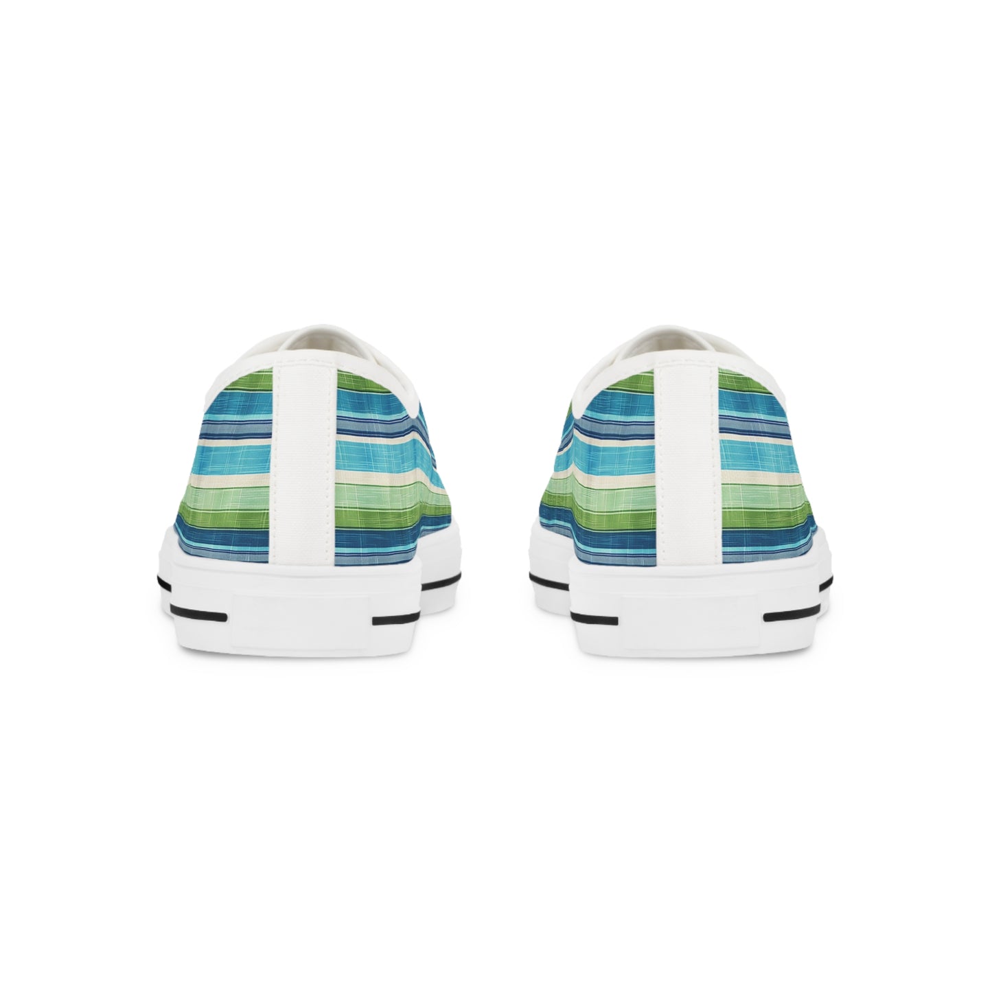 Ocean Whisper Stripes Men's Low Top Sneakers - Stride with the Current with Our Ocean Whisper Stripes Sneakers!
