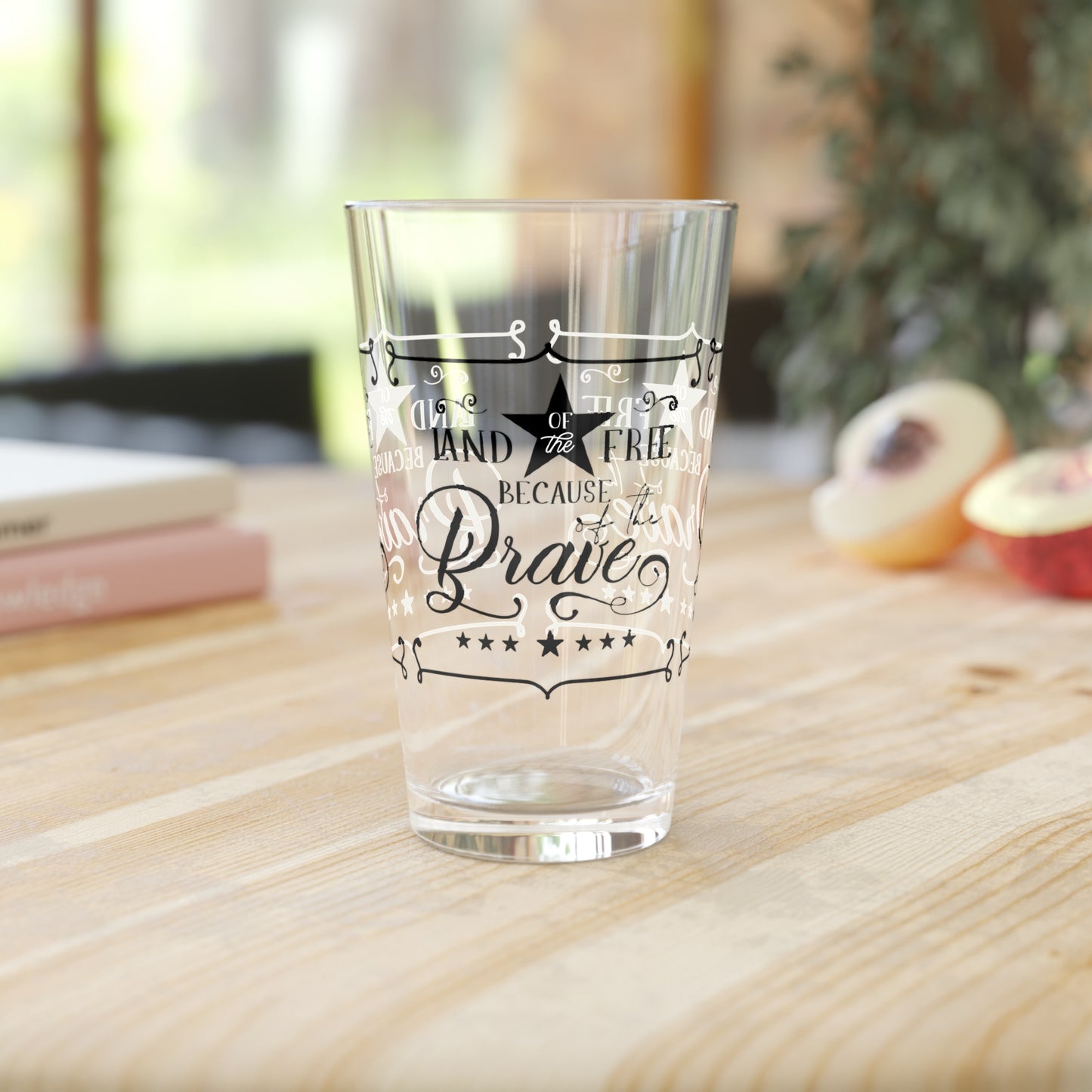 Land of the Free Because of the Brave Pint Glass - 16 oz - Celebrate Freedom with Every Sip! From our Independence Day Collection.