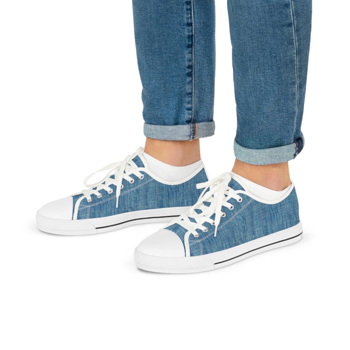 Blue Denim Men's Low Top Sneakers - Denim Done Right – Step Into Retro-Cool Comfort!