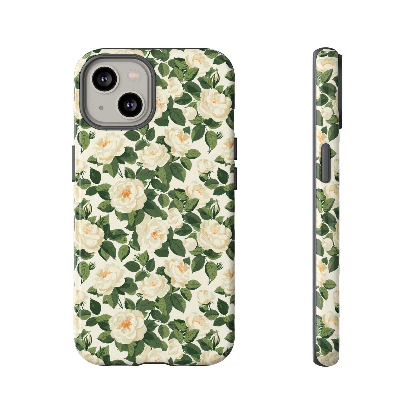 White Roses at Dawn Tough Phone Case for Apple iPhone, Samsung Galaxy, and Google Pixel.