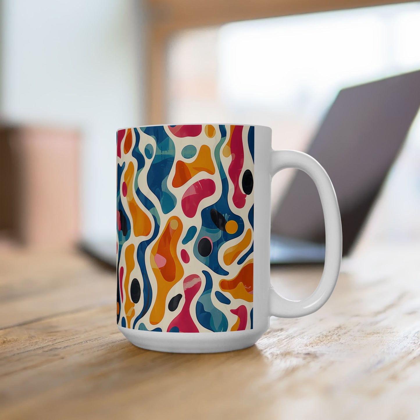 Oceanic Color Splash Ceramic Mug - 15 oz. - Dive into an Ocean of Color with Every Sip!