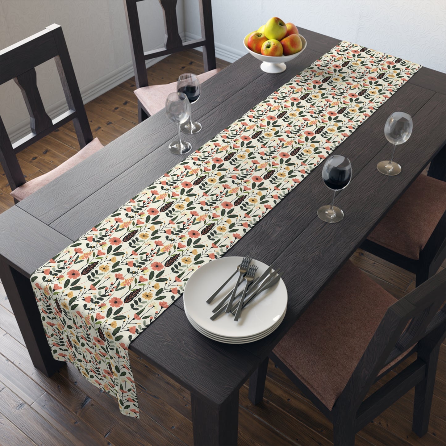 Autumn Bloom Delight Table Runner - Cotton Twill - Available in 2 sizes: 16" x 72" and 16" x 90".