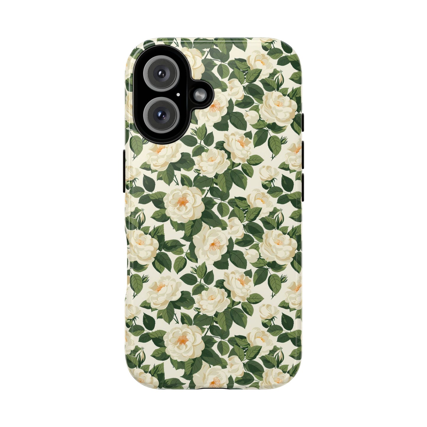 White Roses at Dawn Tough Phone Case for Apple iPhone, Samsung Galaxy, and Google Pixel.