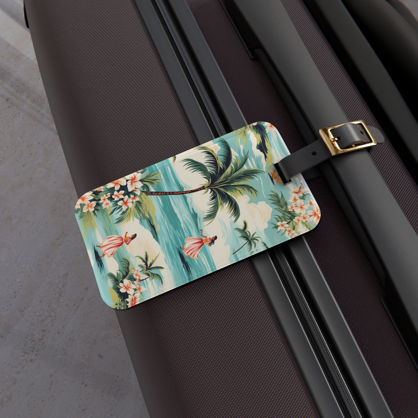 Retro Hawaiian Hula Acrylic Luggage Tag - Bring the Tropics to Your Travels with the Retro Hawaiian Hula Acrylic Luggage Tag! Aloha!