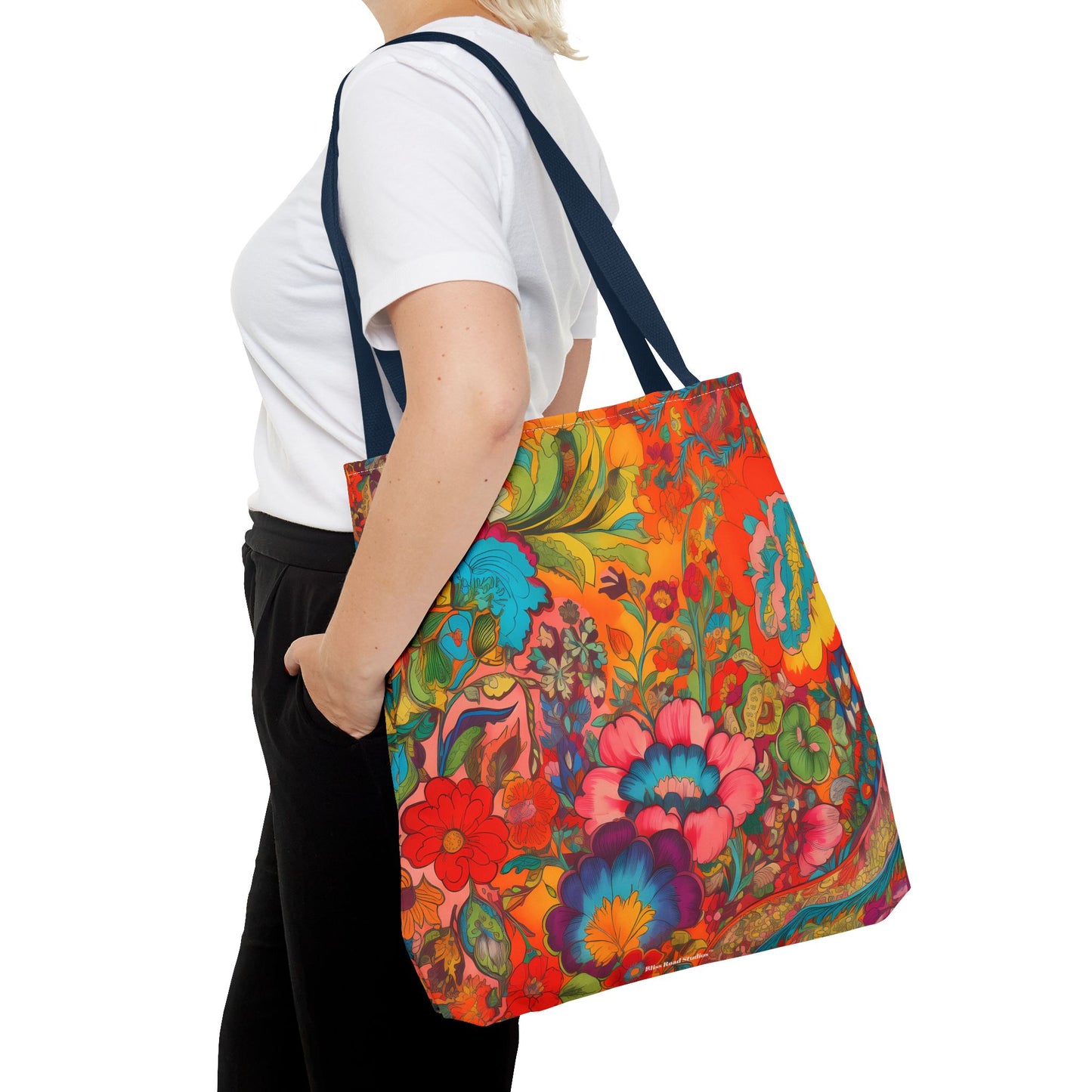 Kaleidoscopic Floral Dance Tote Bag - Psychedelic Fun! Available in 3 sizes.