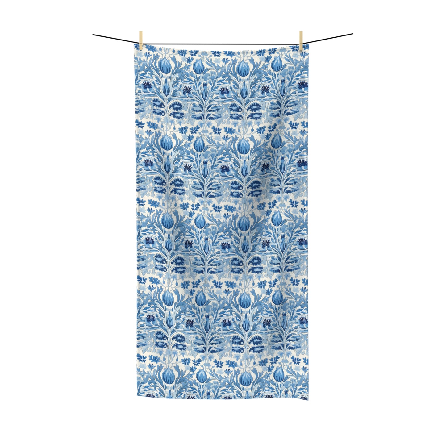 Dutch Blue Tulip Polycotton Bath Towel - Wrap Yourself in Artistry - Elegant Dutch Blue Tulips for Timeless Grace! Available in 2 sizes.