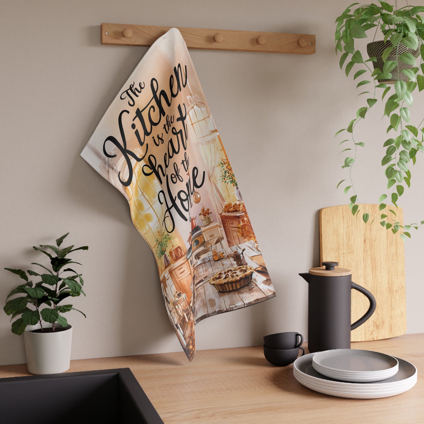 The Kitchen is the Heart of the Home Kitchen Towel - Cotton Twill - 18" x 30" - Warmth and Welcome in Every Wipe!