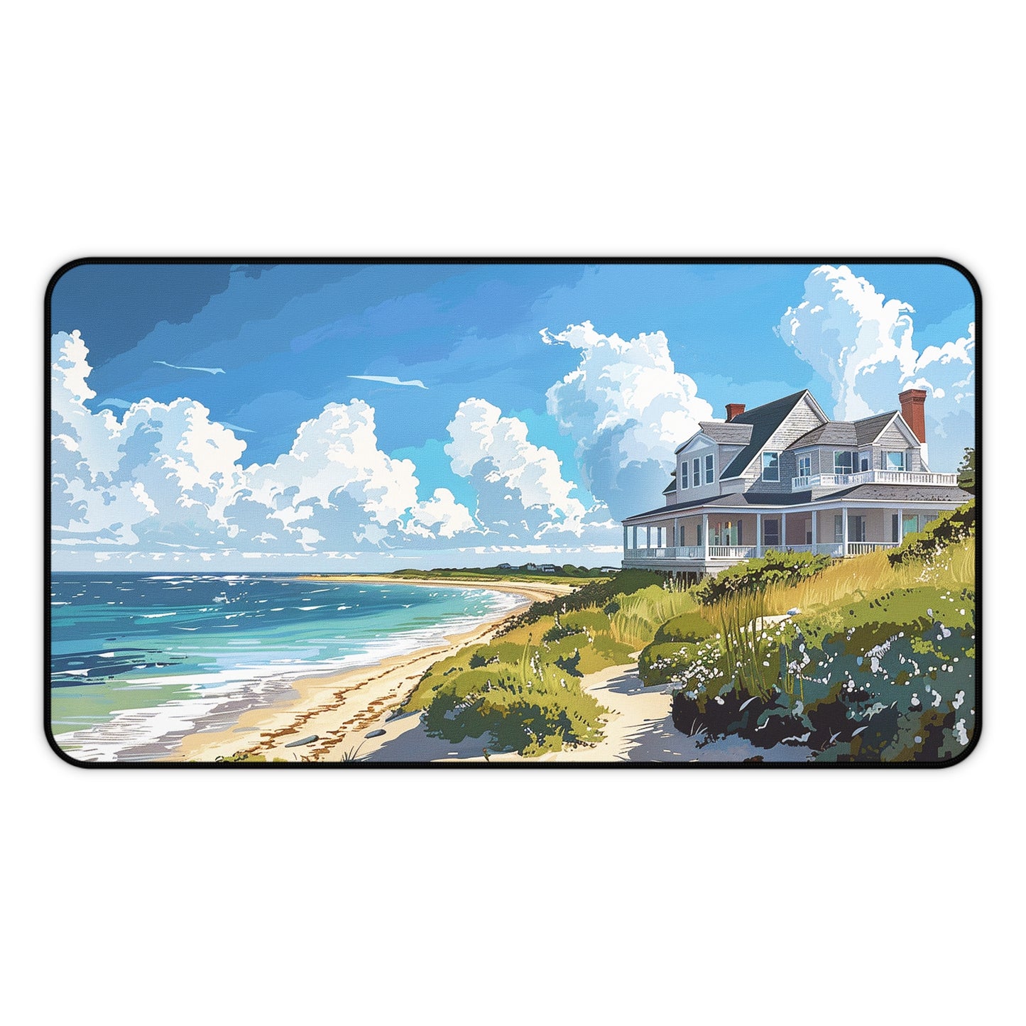 Nantucket Beach House Desk Mat (Desk Pad) - Transform Your Desk with Coastal Bliss! Available in 3 sizes.