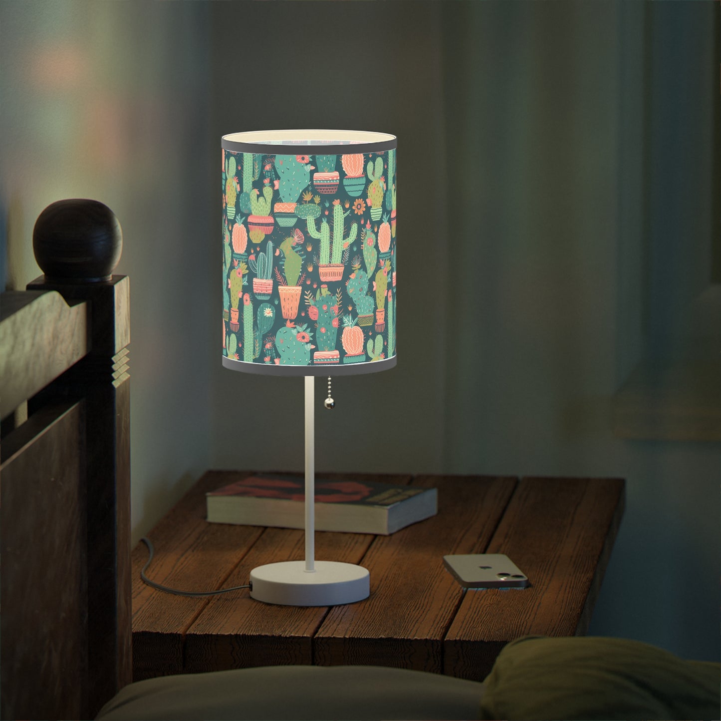 Cactus Cacophany Modern Table Lamp. 20" Tall, Metal Stand, US|CA Plug, Available in 2 Finishes, Multiple Trim Colors