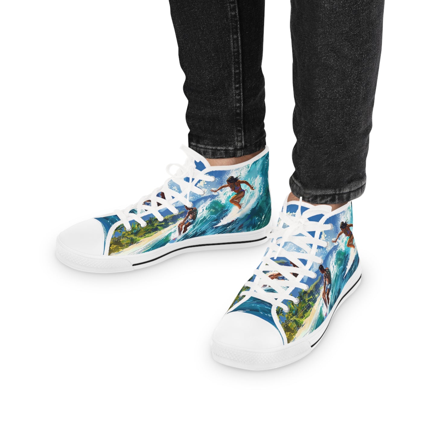 Wave Rider Men's High Top Sneakers - Ride the Hawaiian Surf!