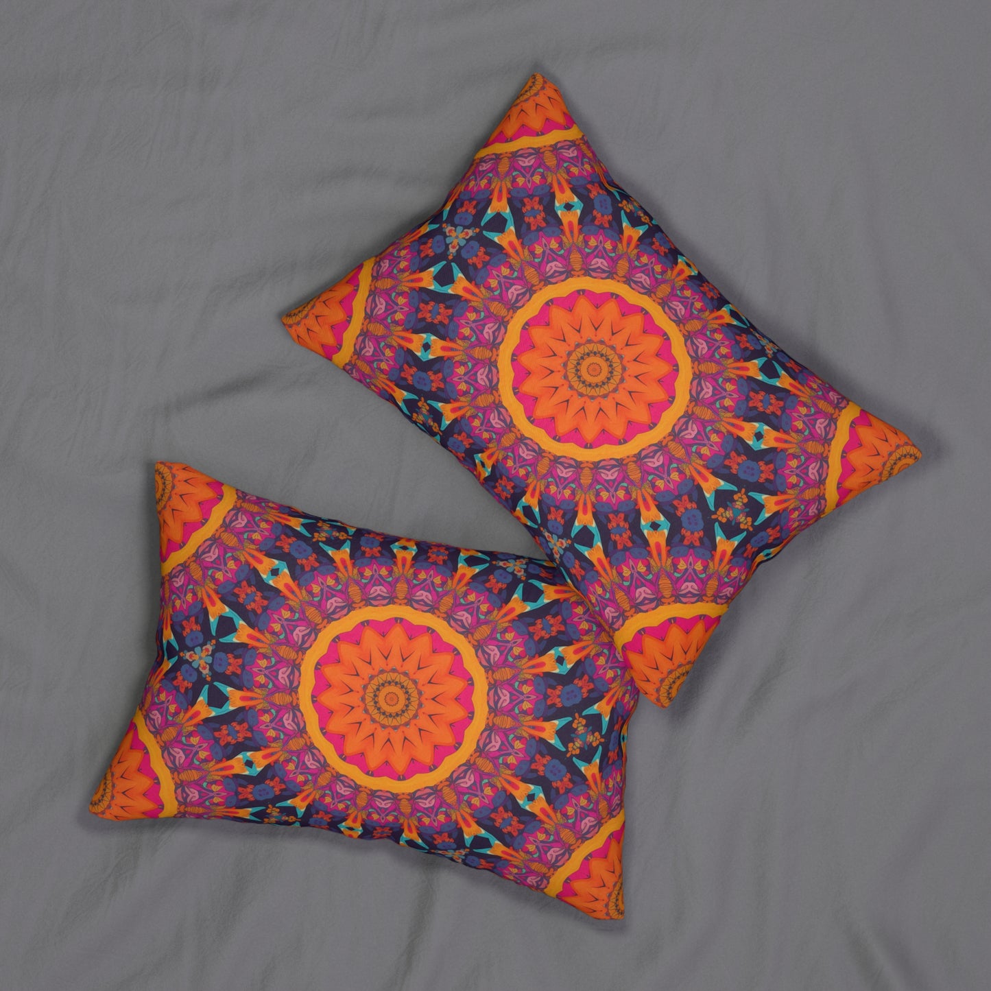 Fiery Mosaic Magic Lumbar Pillow - Spun Polyester - Double-Sided Print - Concealed Zipper - Lumbar size: 20" x 14"