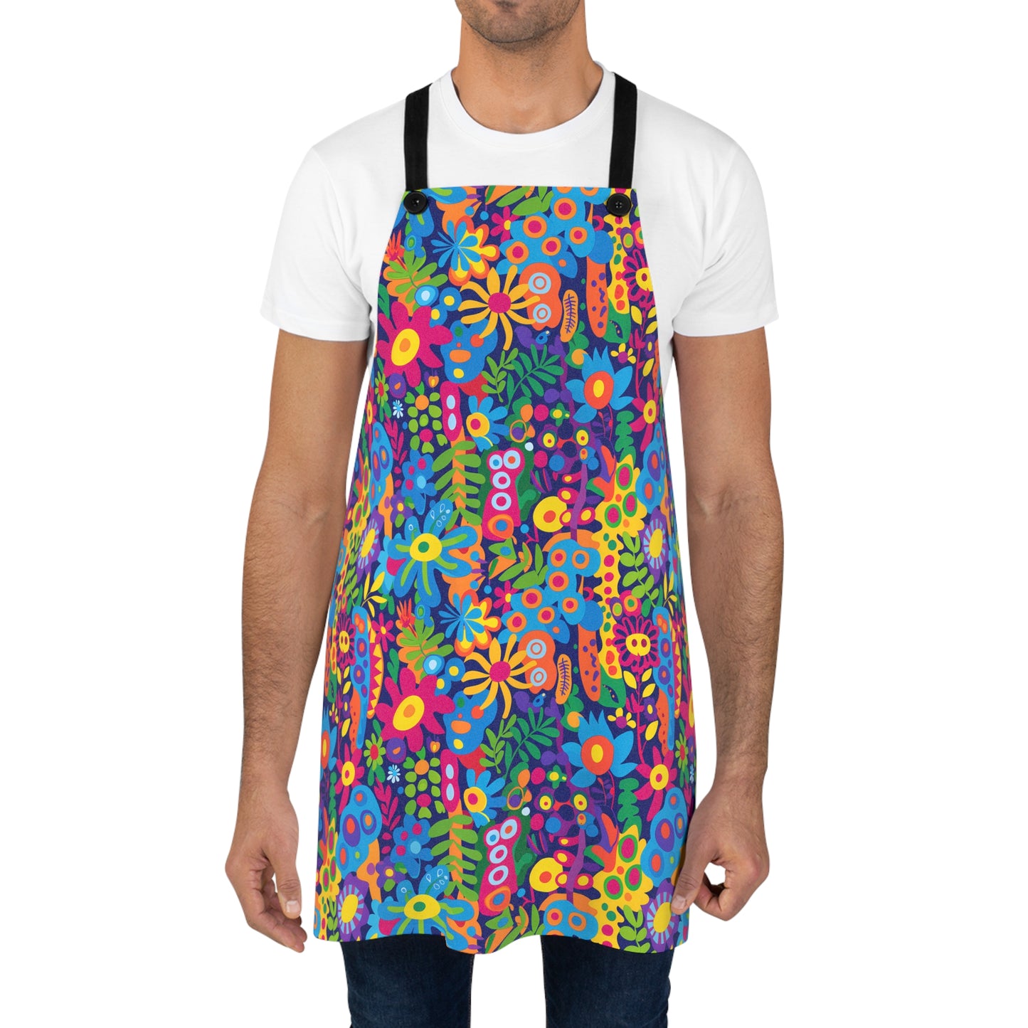 Groovy Garden Adult Apron - Cook in Retro Style with a Splash of Floral Psychedelic Fun!