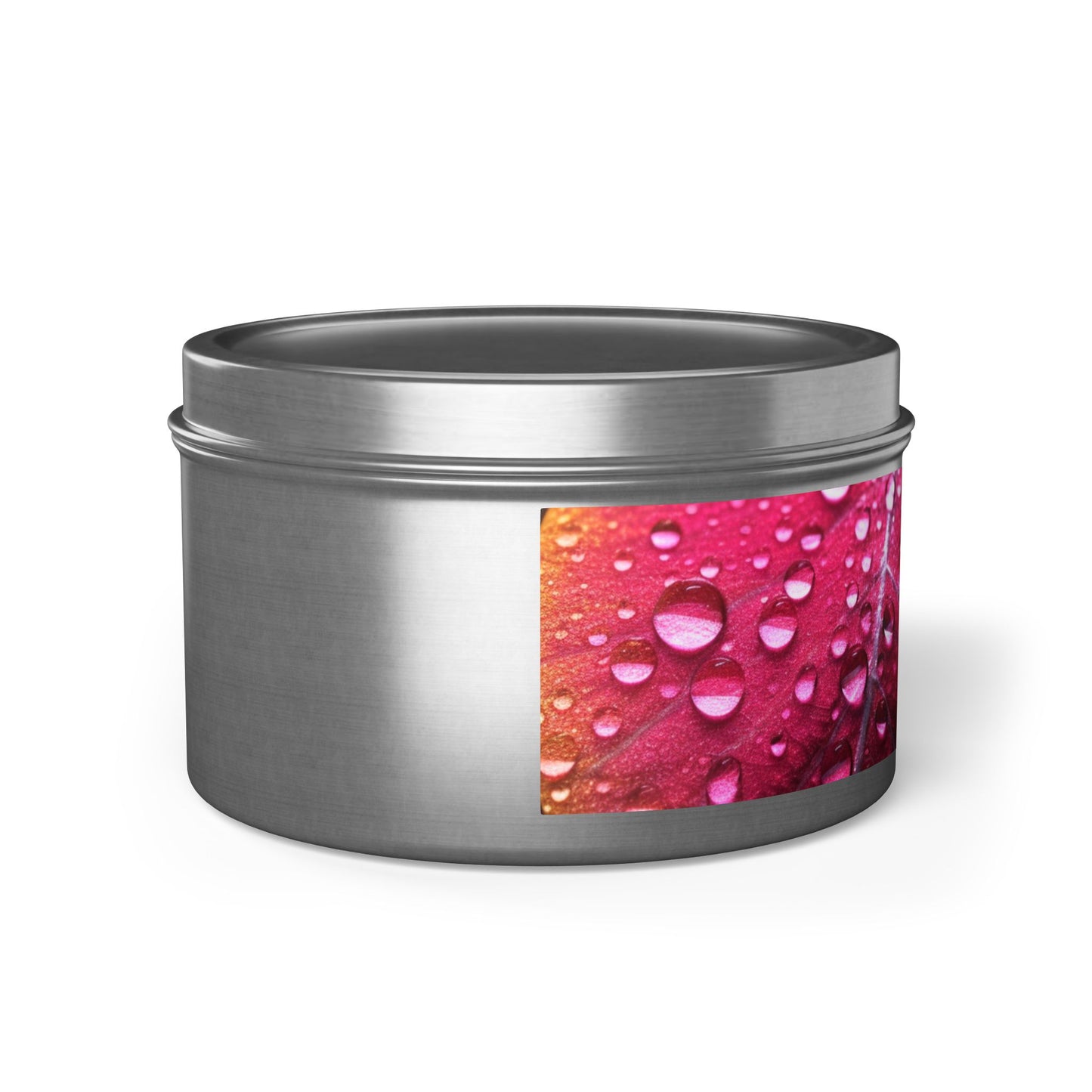 Tropical Dew Leaf Tin Candle. Embrace Nature's Serenity - A Tropical Retreat in Every Flame. Available in 2 sizes, 3 finishes, and 3 scents.