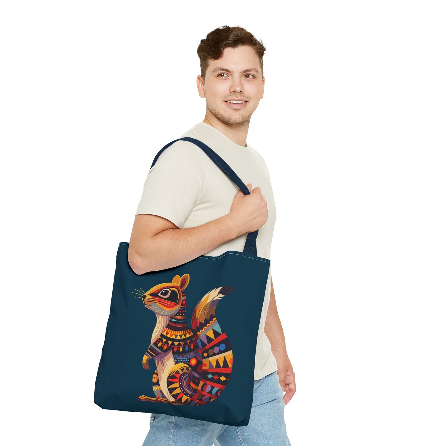Autumn Squirrel Tote Bag - Wild Whimsy with a Tribal Twist! From our Spirit of the Wild Collection. Available in 3 sizes.