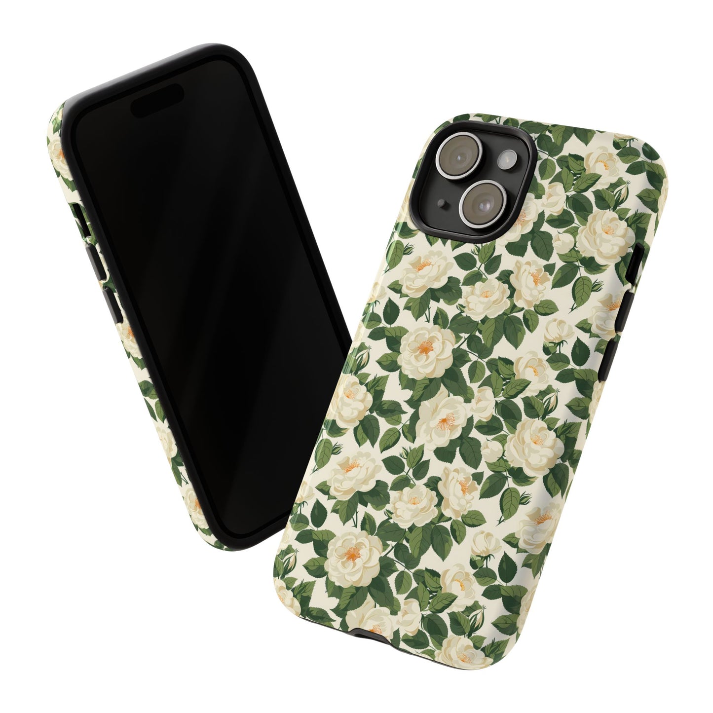 White Roses at Dawn Tough Phone Case for Apple iPhone, Samsung Galaxy, and Google Pixel.