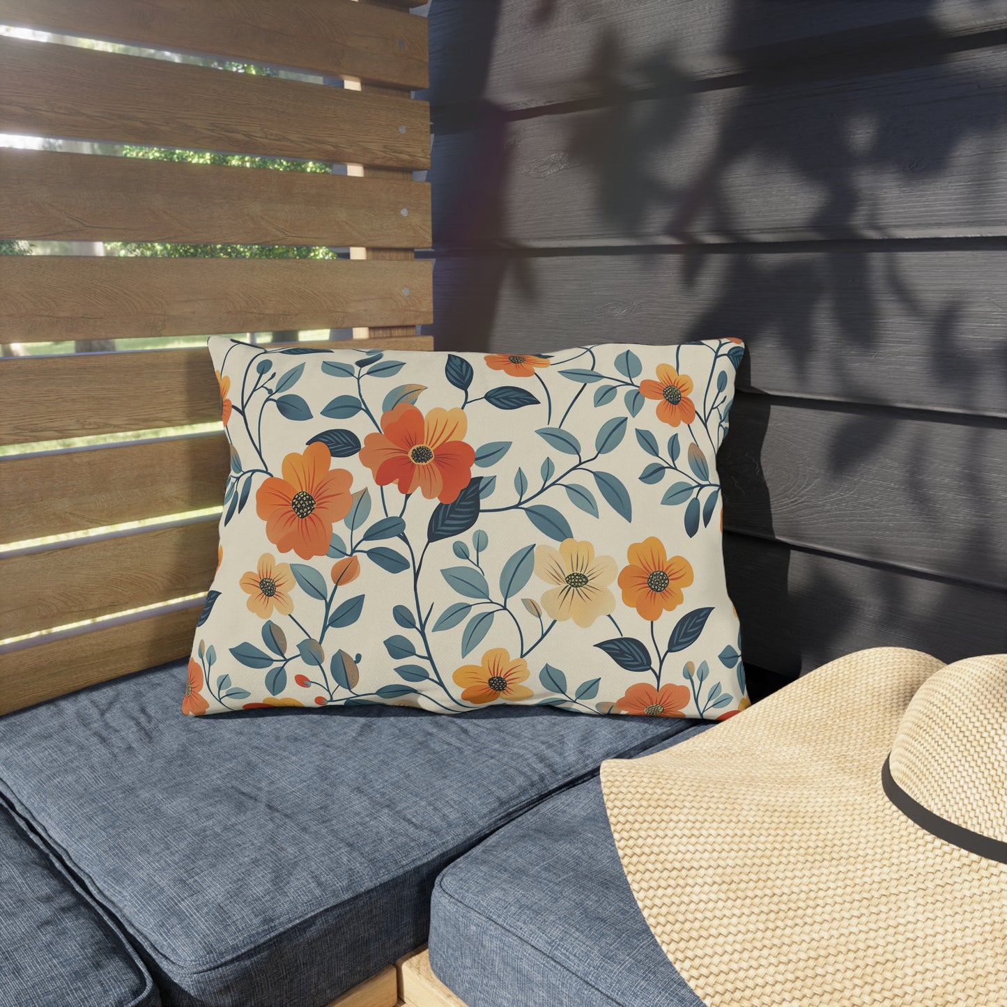 Amber Breeze Outdoor Lumbar Pillow - Spun Polyester - Double-Sided Print - UV-Resistant - Water-Resistant - Lumbar Size: 20" x 14"