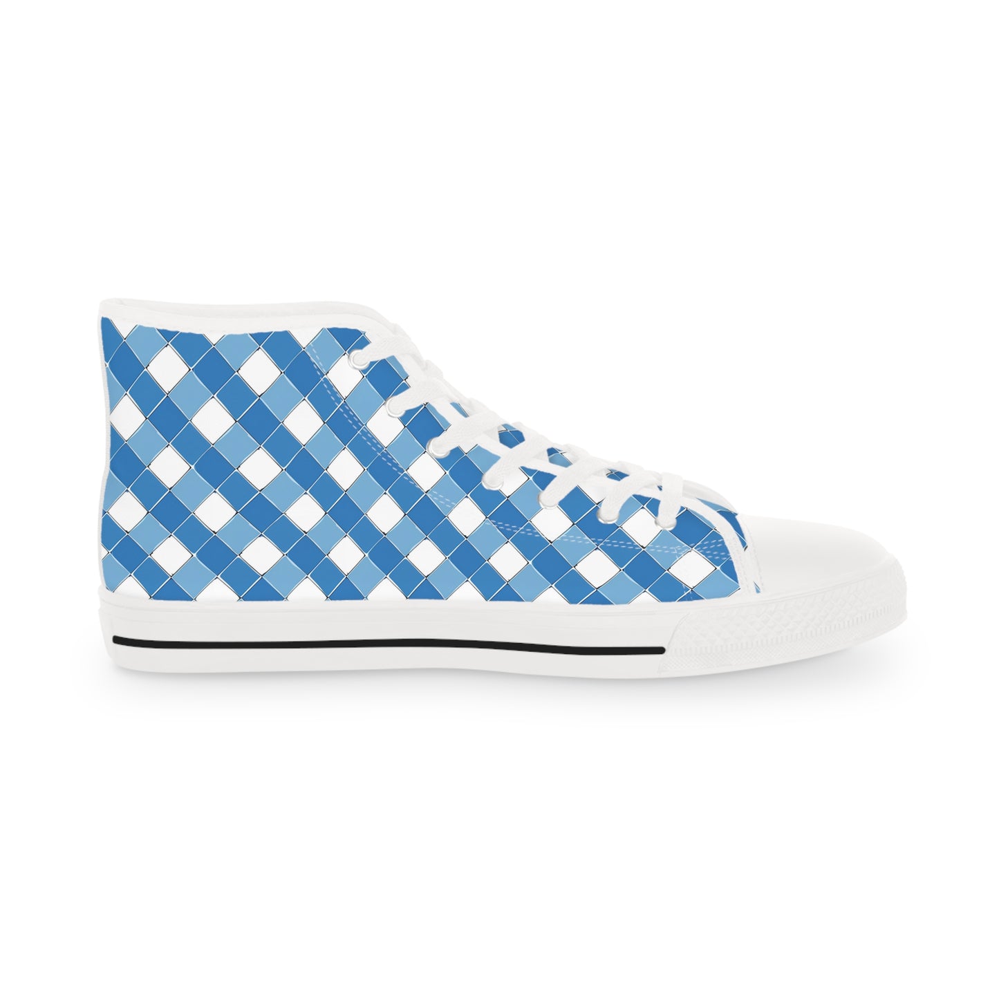 Modern Blue Ribbon Men's High Top Sneakers - Stride in Style - Classic Patterns Reimagined!