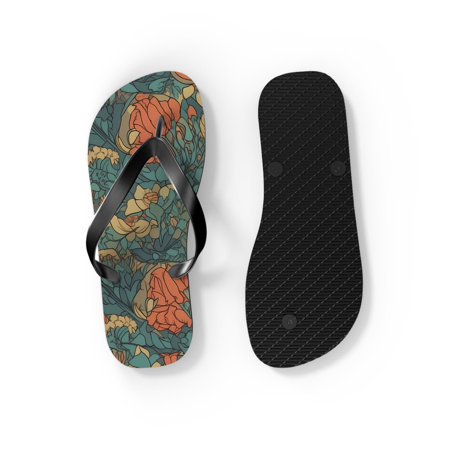 Bohemian Stained Glass Serenity Flip Flops. 5/8" Thick Comfortable Summer or Winter Gym/Sauna Footwear for Men and Women.