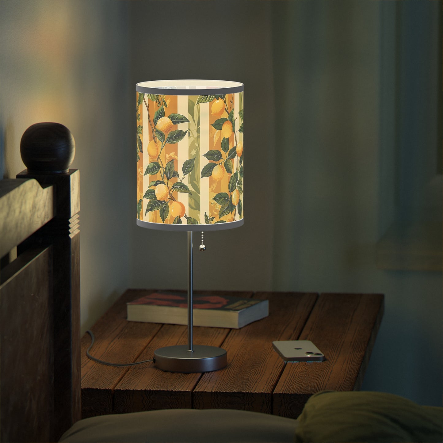 Lemon Grove Elegance Modern Table Lamp. 20" Tall, Metal Stand, US|CA Plug, Available in 2 Finishes & Multiple Trim Colors