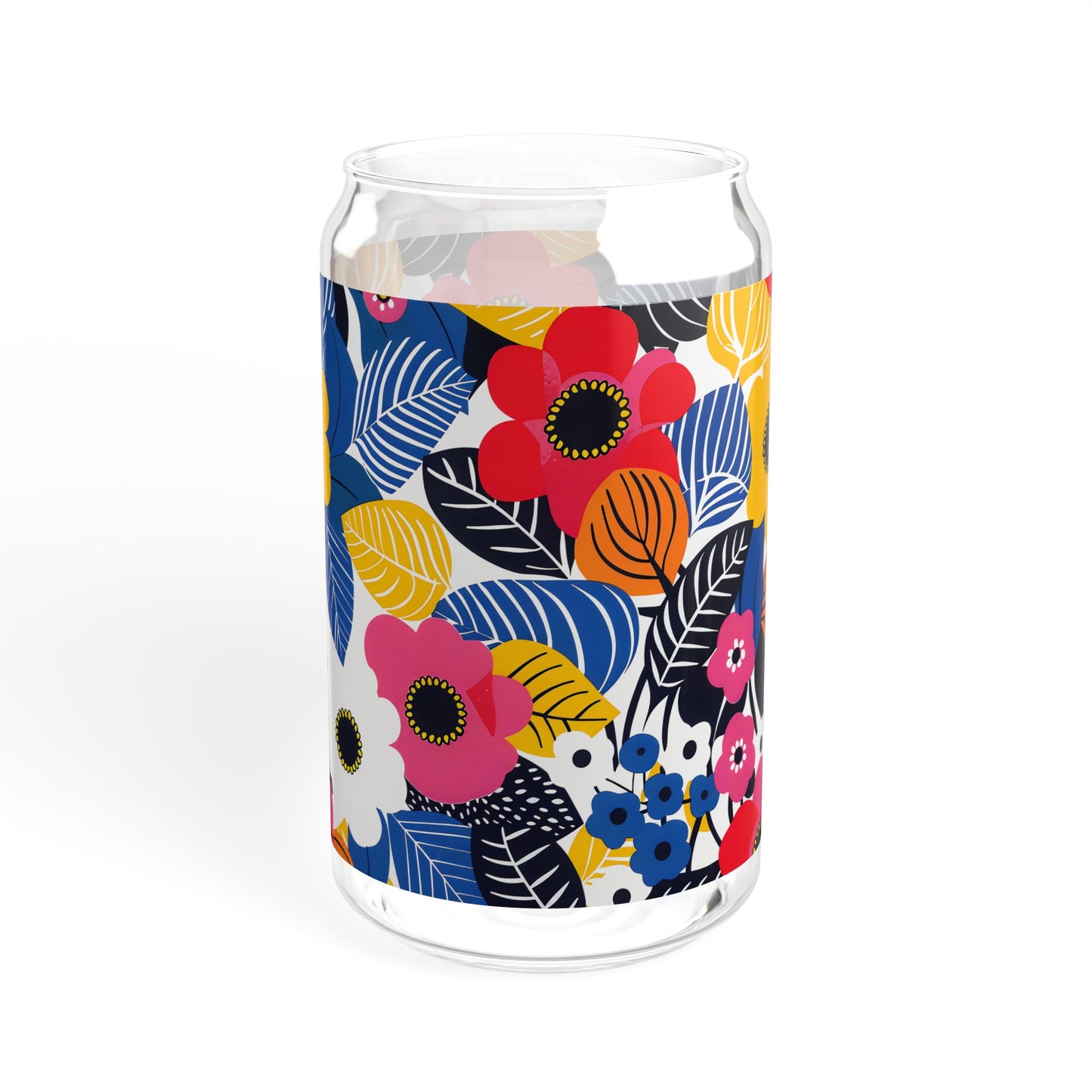 Blossom Burst Sipper Glass Tumbler - 16 oz - Sip in Style with a Burst of Blossoms!