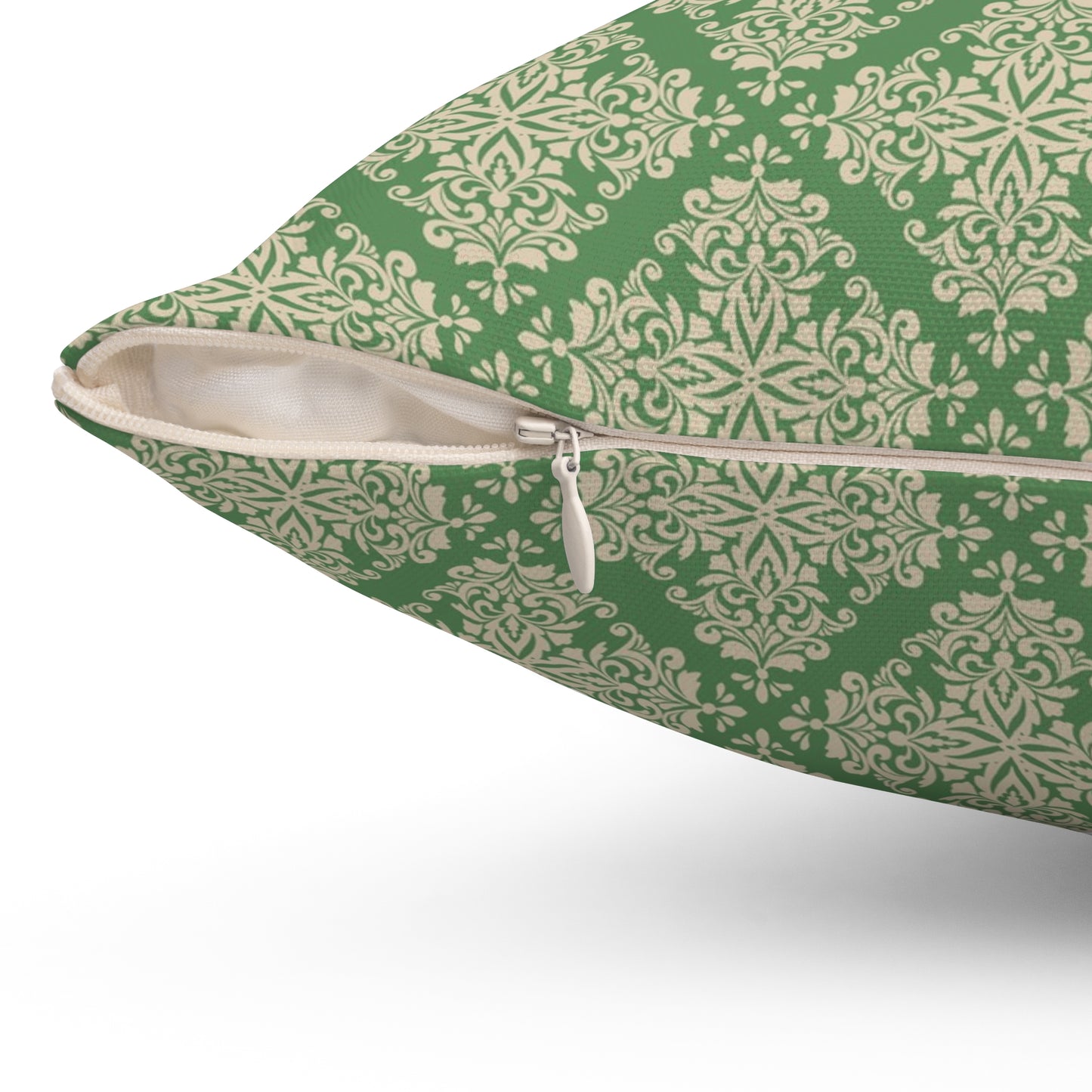 Emerald Flourish Square Throw Pillow - Spun Polyester - Double-Sided Print - Concealed Zipper - Available in 4 sizes.