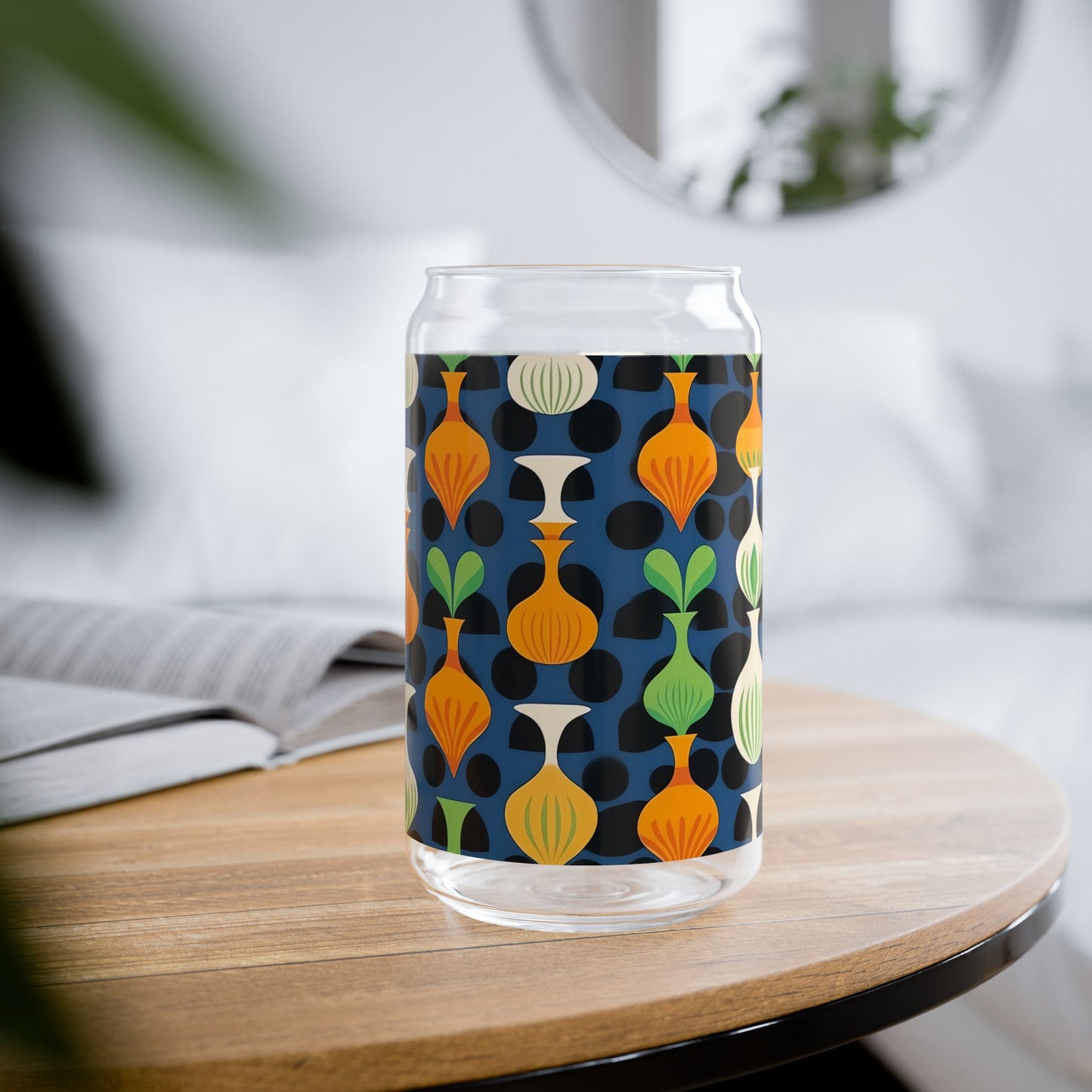 Mod Floating Vases Sipper Glass Tumbler - 16 oz - Sip in Retro Chic with Mod Floating Vases!