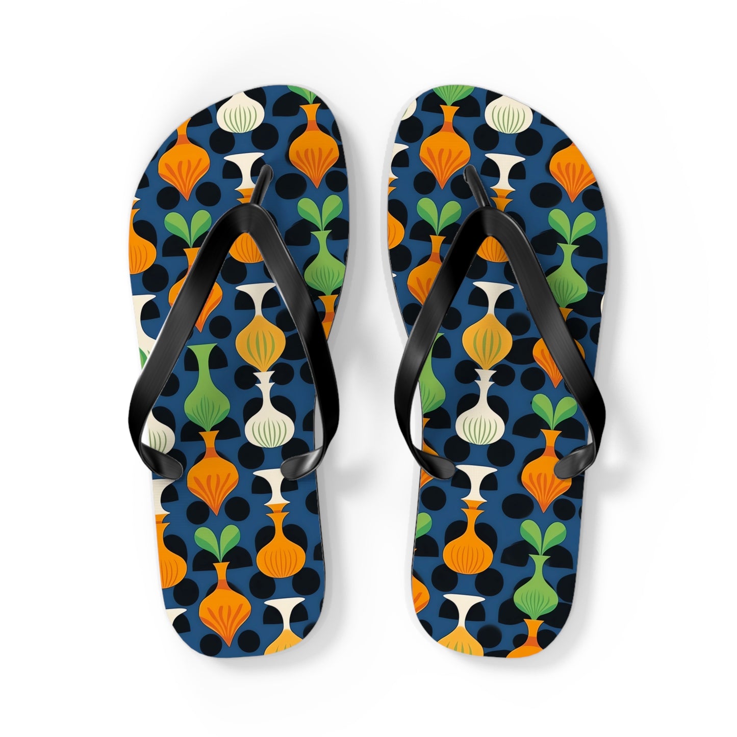 Mod Floating Vases Flip Flops. 5/8" Thick Comfortable Summer or Winter Gym/Sauna Footwear for Men and Women.