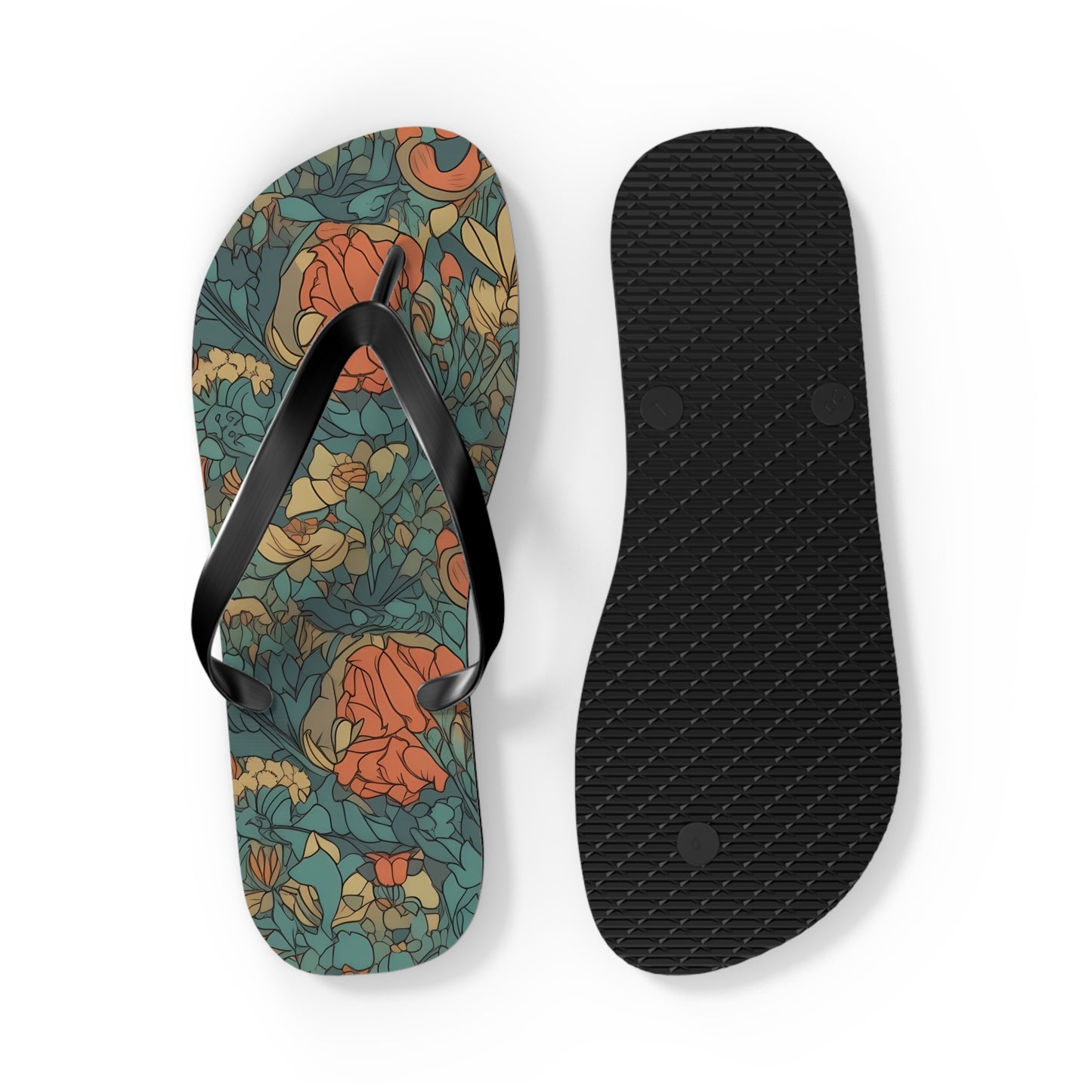 Bohemian Stained Glass Serenity Flip Flops. 5/8" Thick Comfortable Summer or Winter Gym/Sauna Footwear for Men and Women.