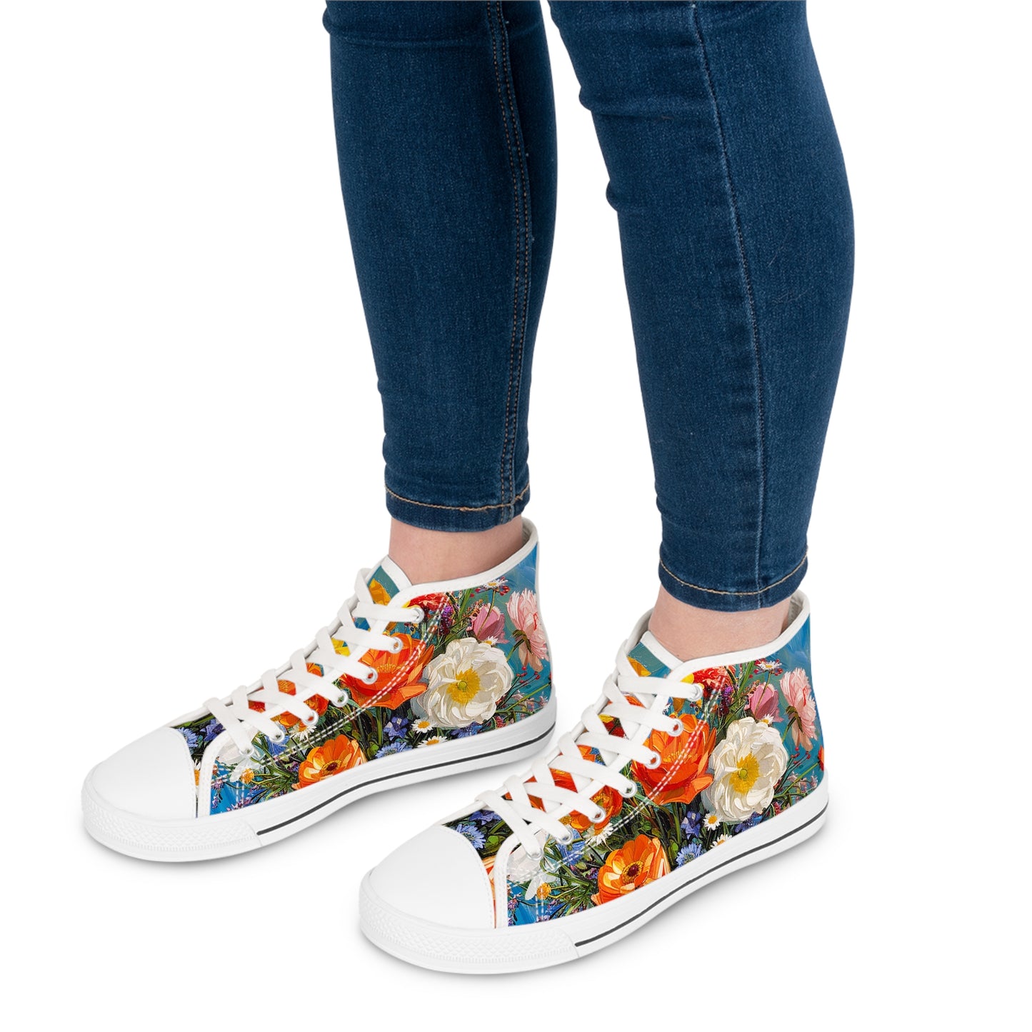 Blooming Bliss Ladies' High Top Sneakers - Step Bright, Bloom Bold - Walk on teh Sunny Side of Style!