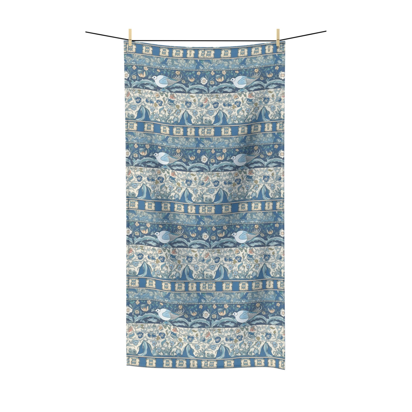 Blue Delft Dove Polycotton Bath Towel - Wrap Yourself in Classic Delft Pottery-Inspired Elegance! Available in 2 sizes.