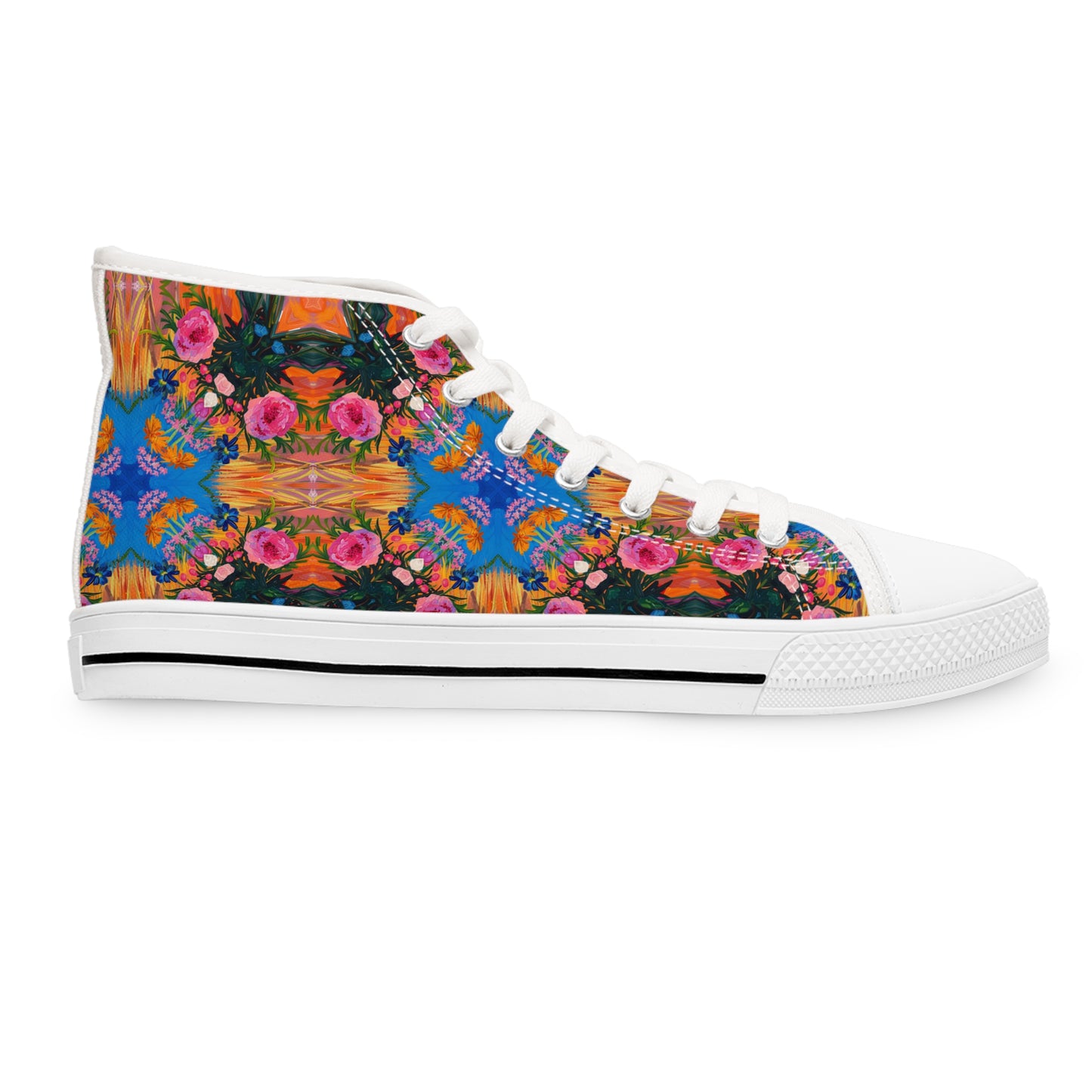 GeoGarden Ladies' High Top Sneakers - Modern Flair with a Floral Twist!