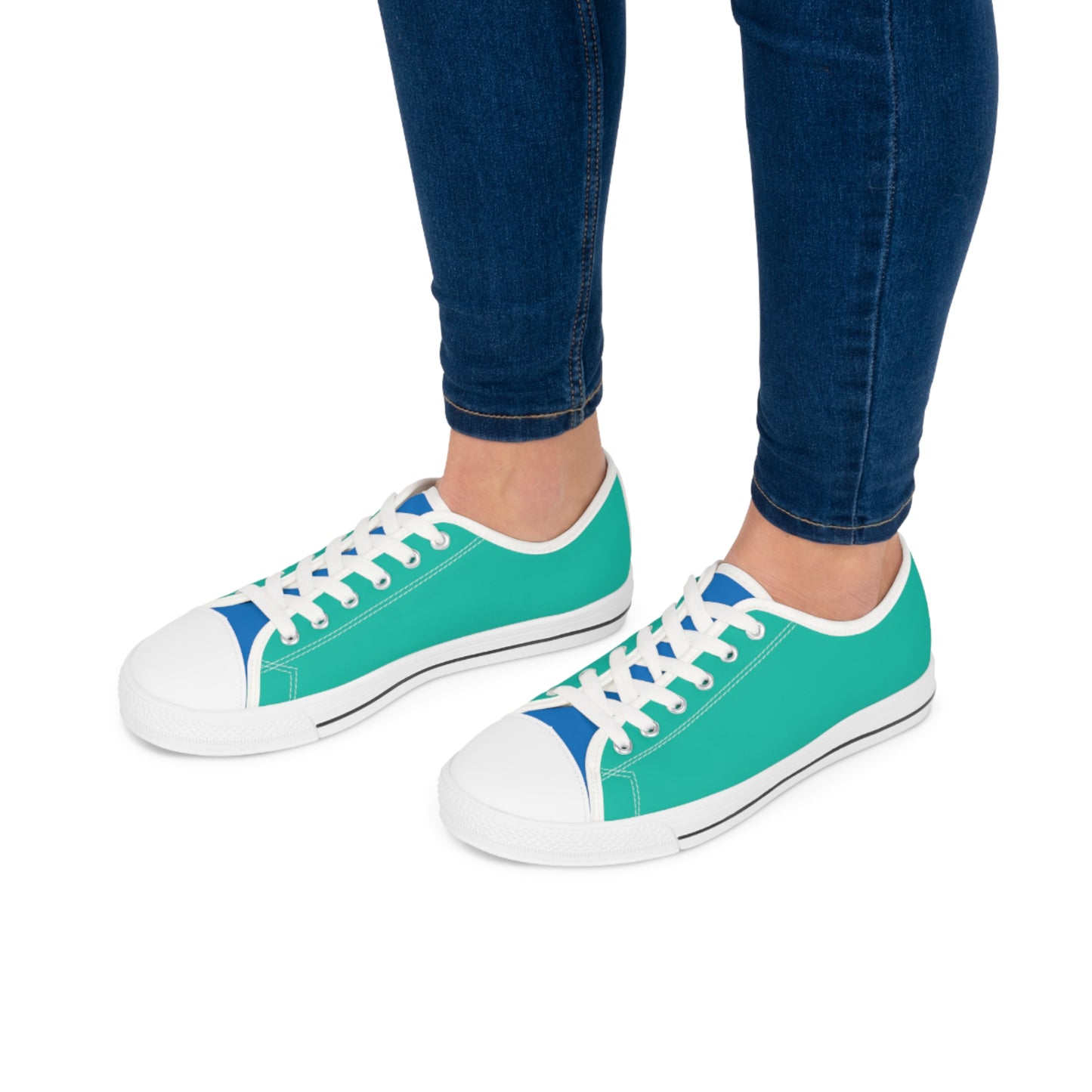 Turquoise Reef Ladies' Two-Tone Low Top Sneakers - Ride the Waves – Where Ocean Blue Meets Turquoise Cool!