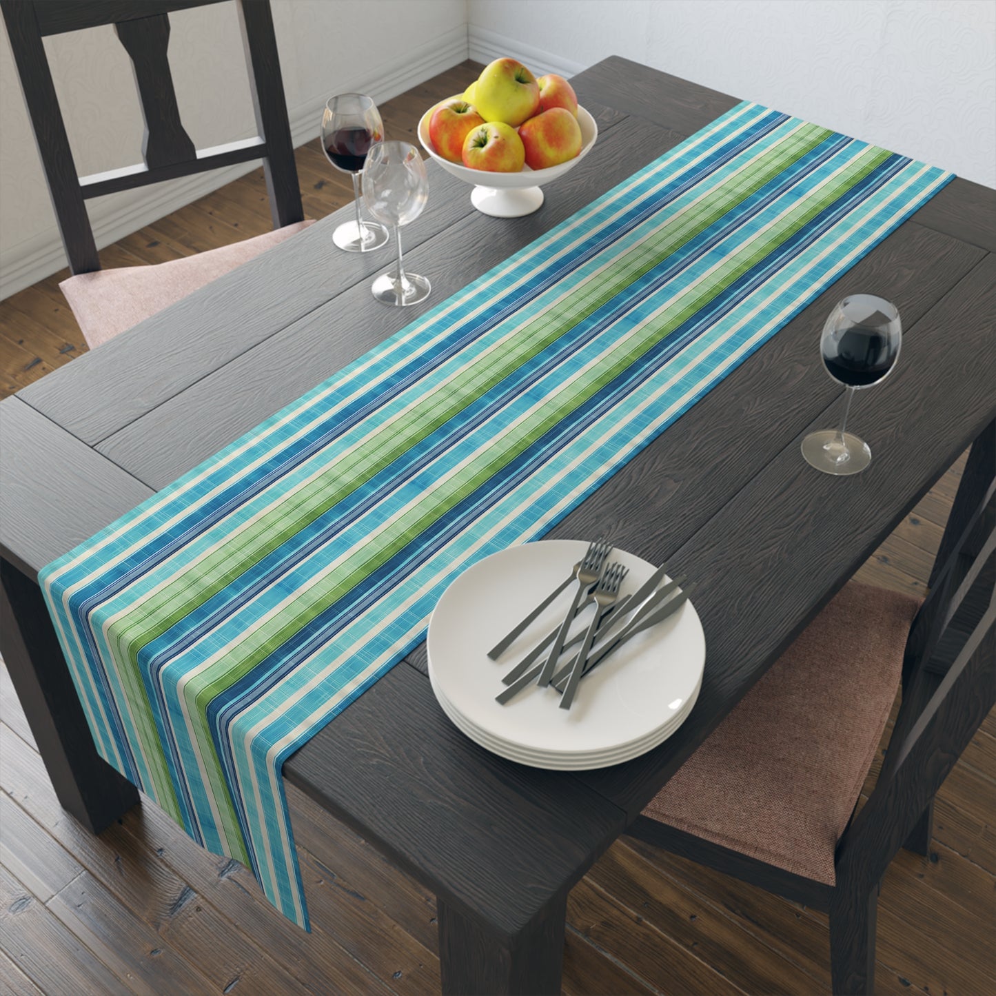 Ocean Whisper Stripes Table Runner - Set the Table with Ocean Elegance! Available in 2 sizes.