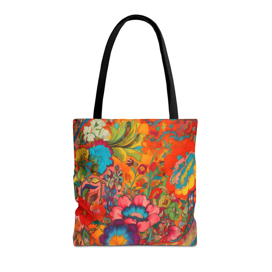 Kaleidoscopic Floral Dance Tote Bag - Psychedelic Fun! Available in 3 sizes.