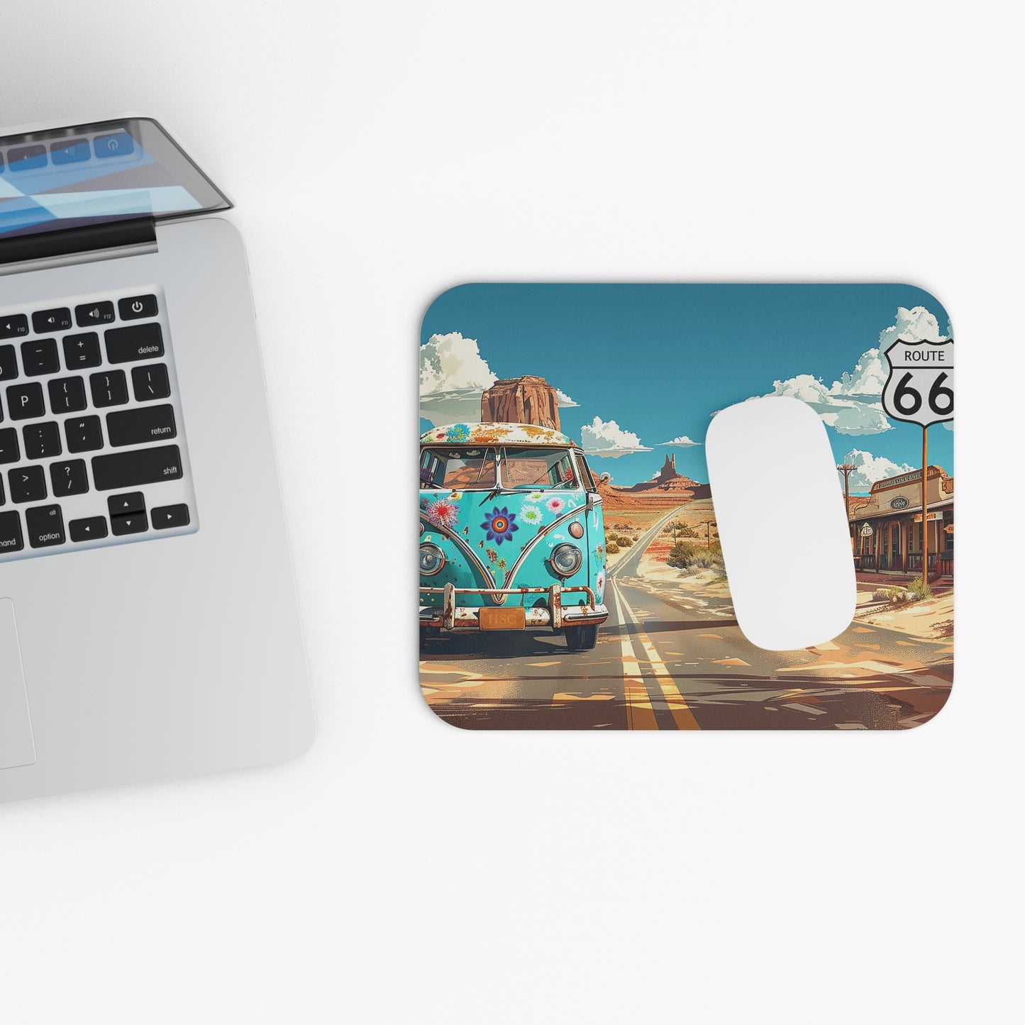 Route 66 Adventure Mouse Pad - Rev Up Your Workspace with Route 66 Vibes!