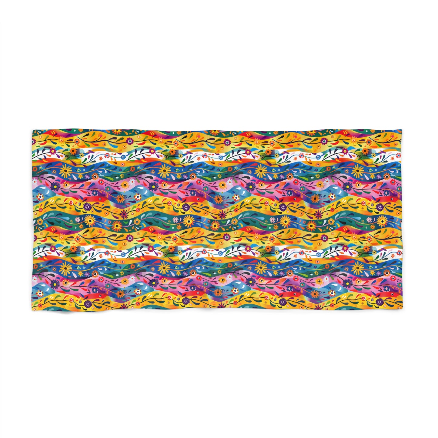 Floral Rhythms Luxurious Beach Towel - Bask in the Rhythm of the Sun! Available in 2 sizes.
