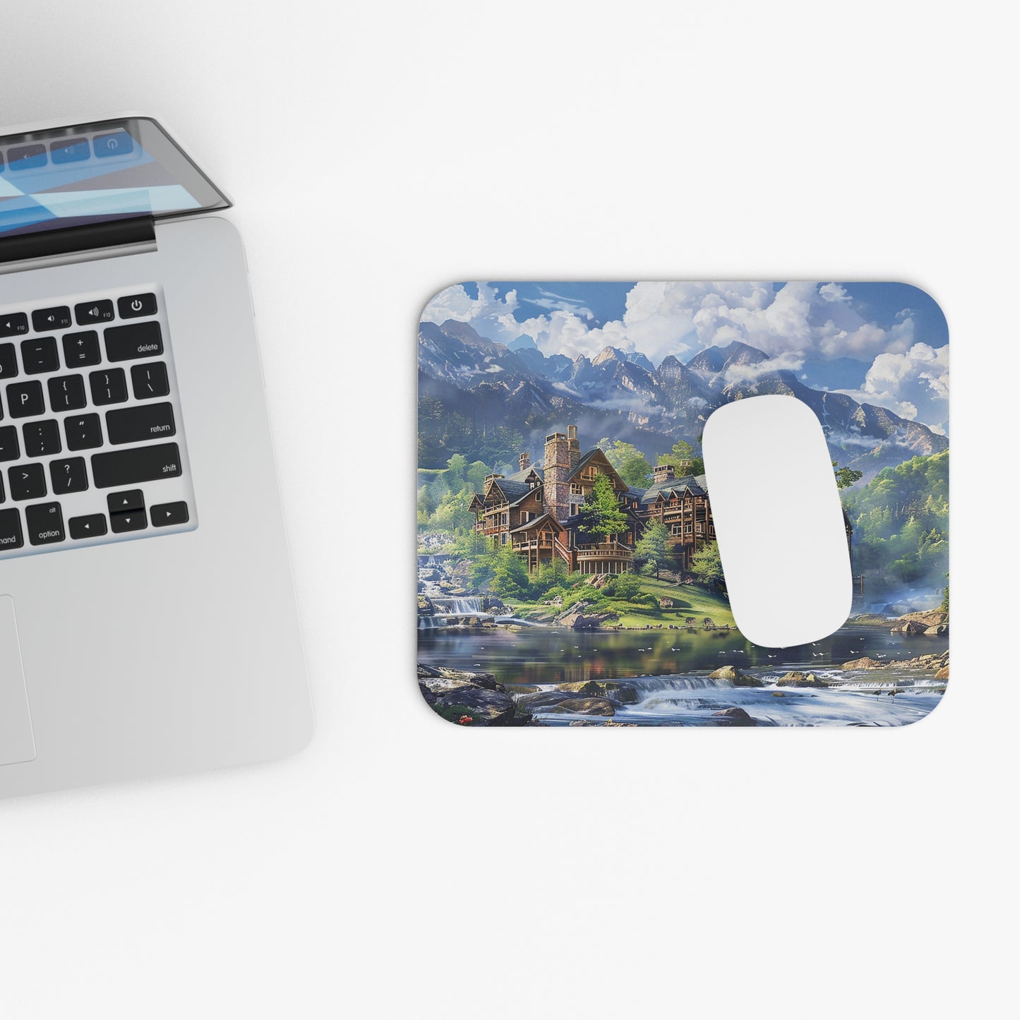 Grand Mountain Lodge Mouse Pad - Retreat to the Mountains with Every Click!