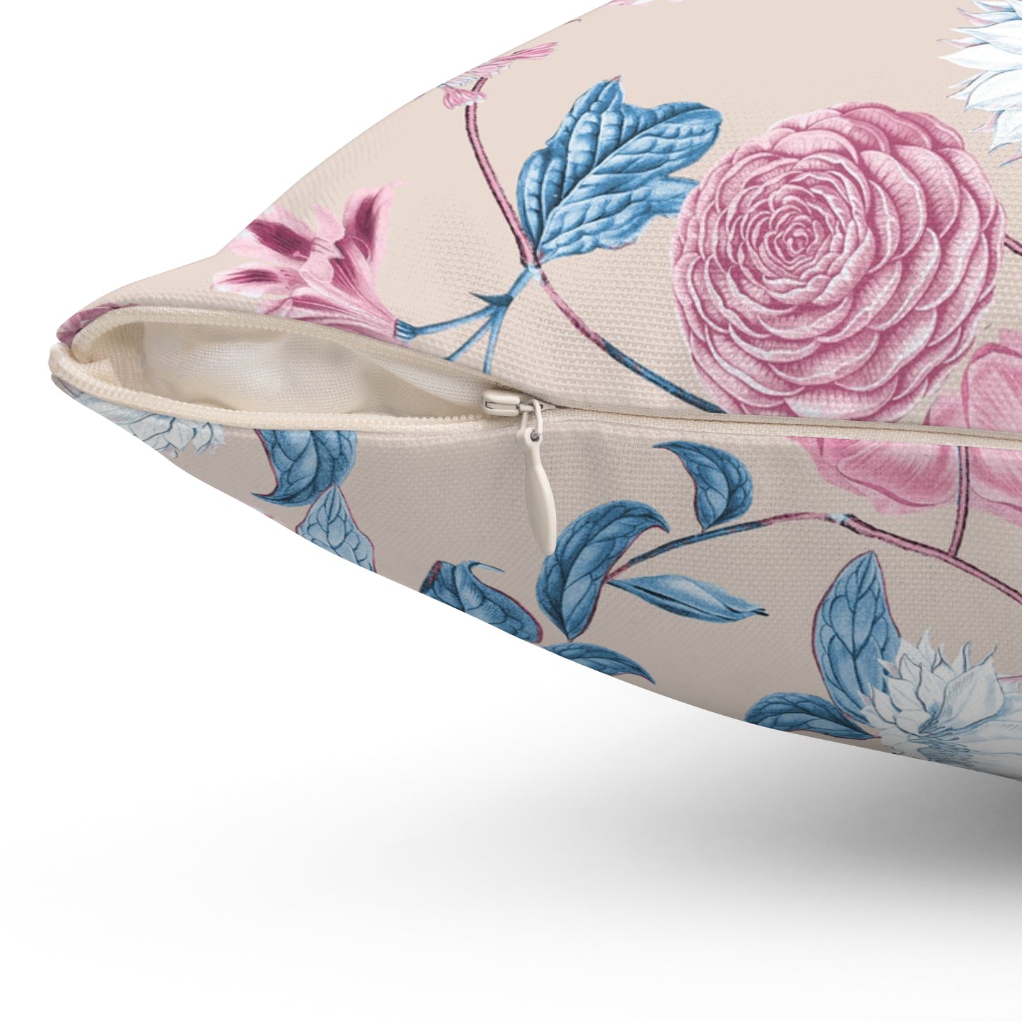 Blush Bloom Serenity Square Throw Pillow - Spun Polyester - Double-Sided Print - Concealed Zipper - Available in 4 sizes.